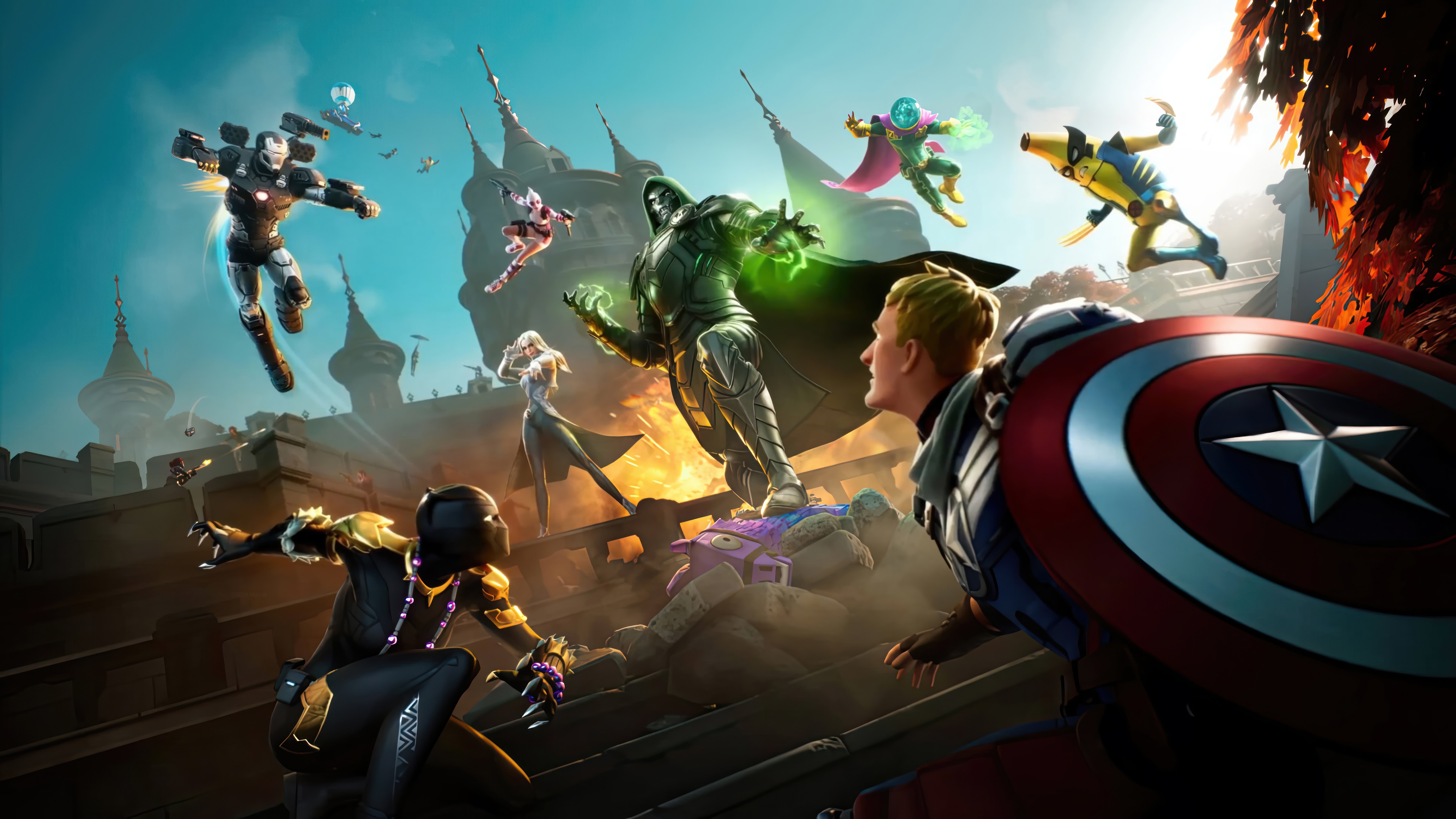 Fortnite Marvel Characters Battle Doctor Doom and Captain America HD Wallpaper