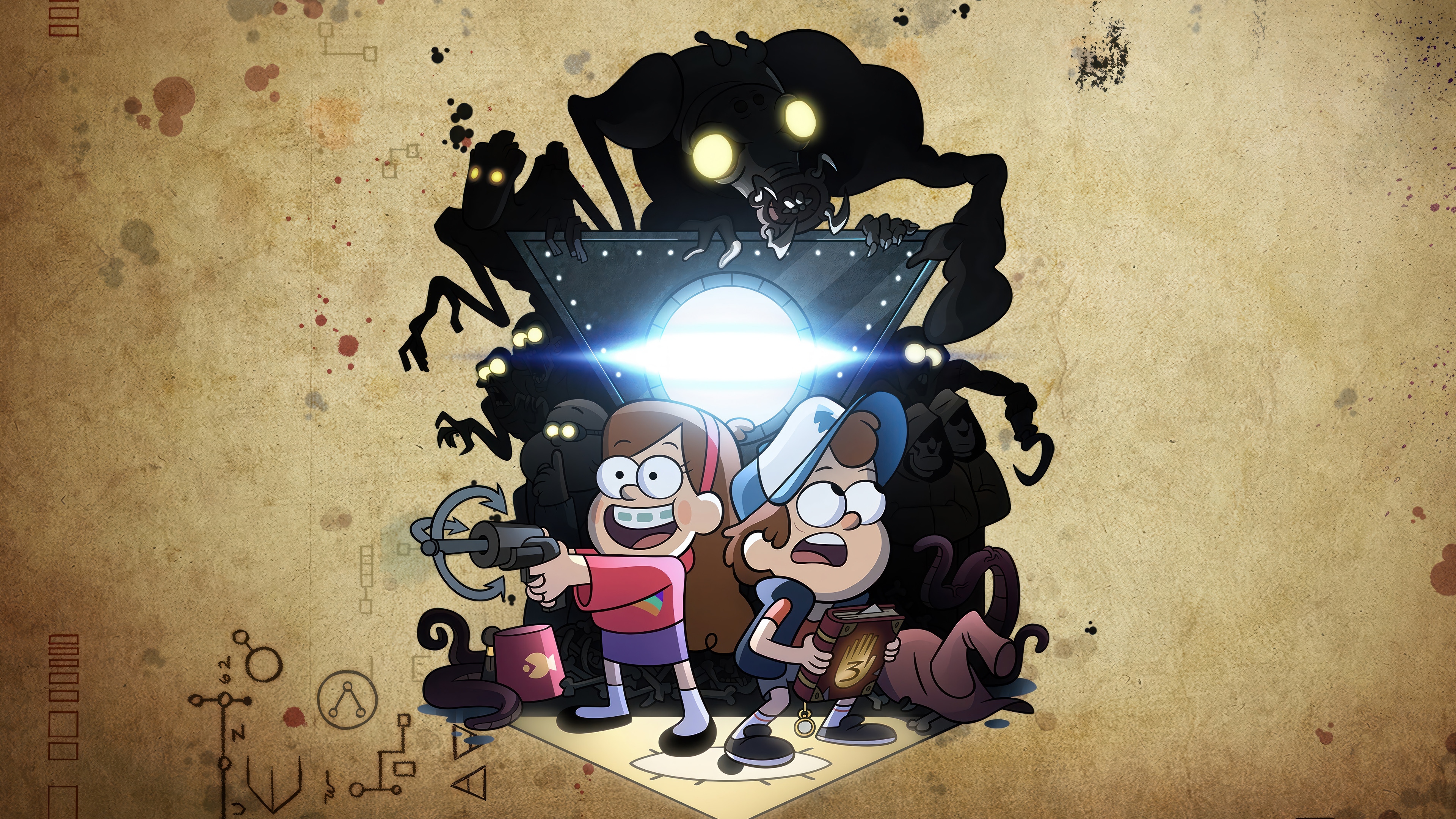 Gravity Falls: Mabel and Dipper Confront Shadows HD Wallpaper