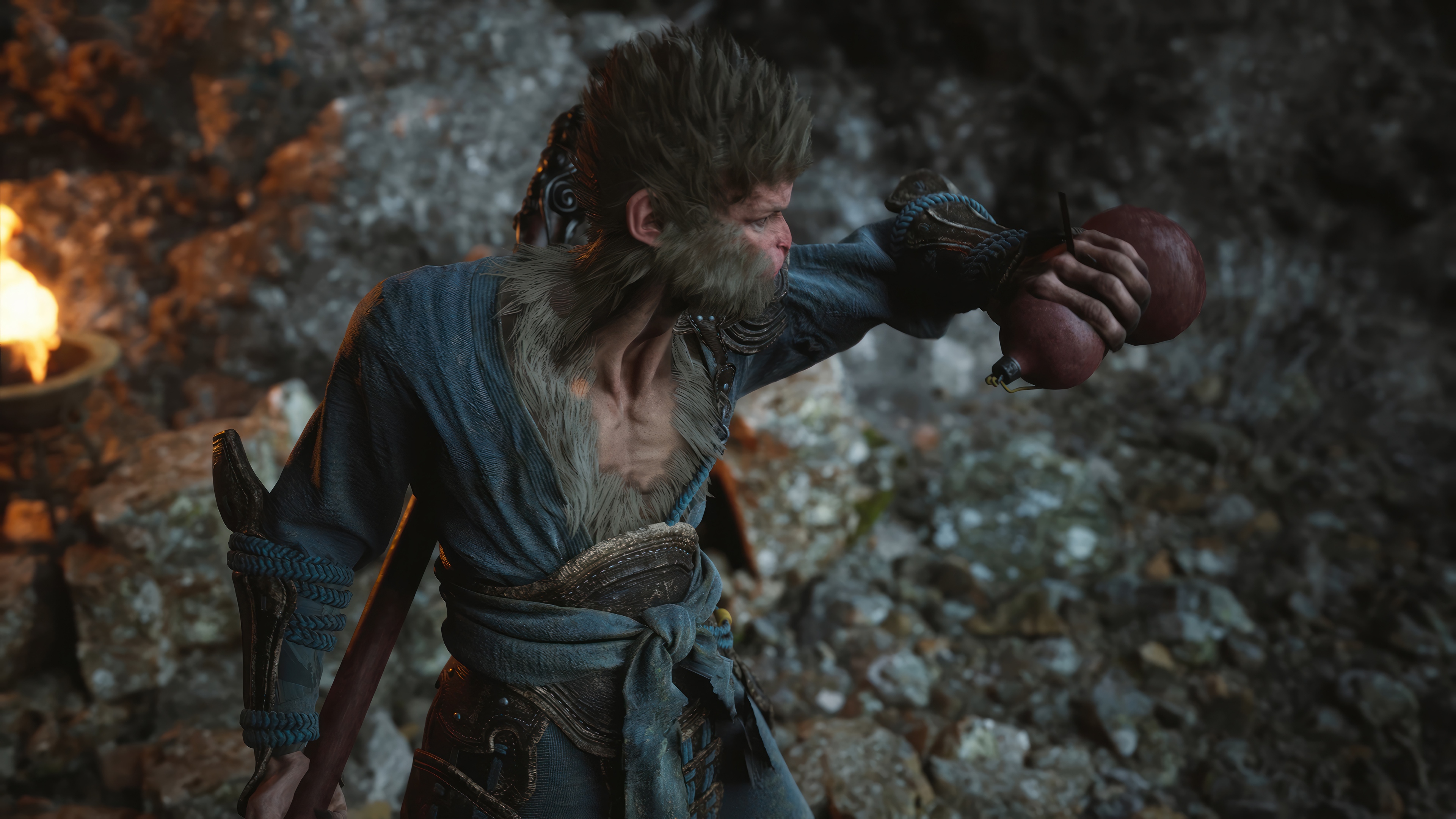 Black Myth Wukong holding gourds HD Wallpaper