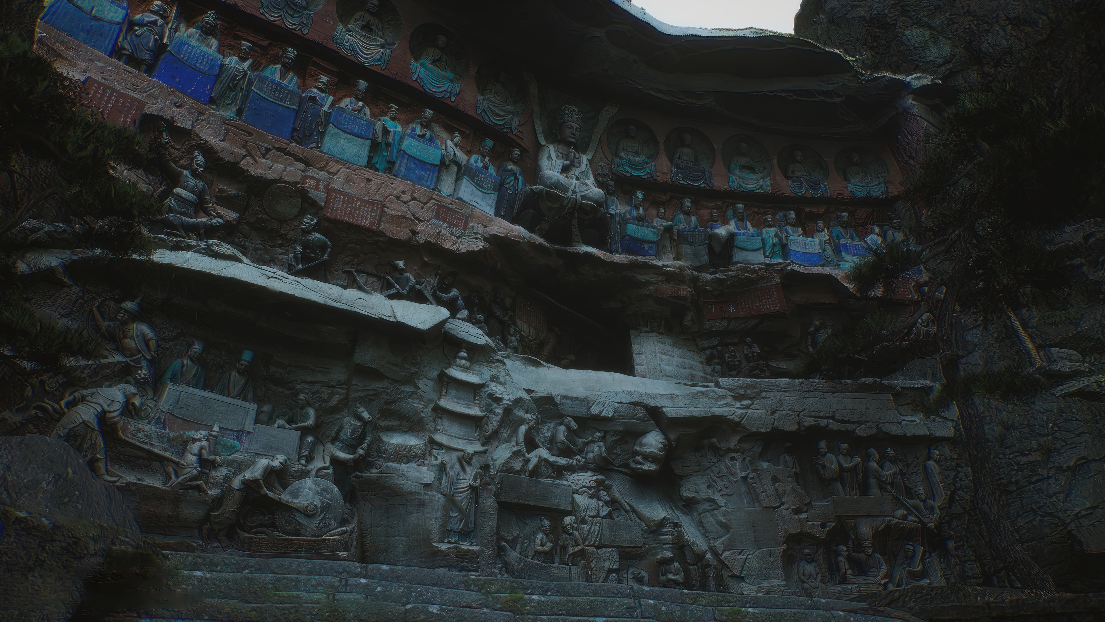 Black Myth Wukong 4K Cliff Sculptures HD Wallpaper