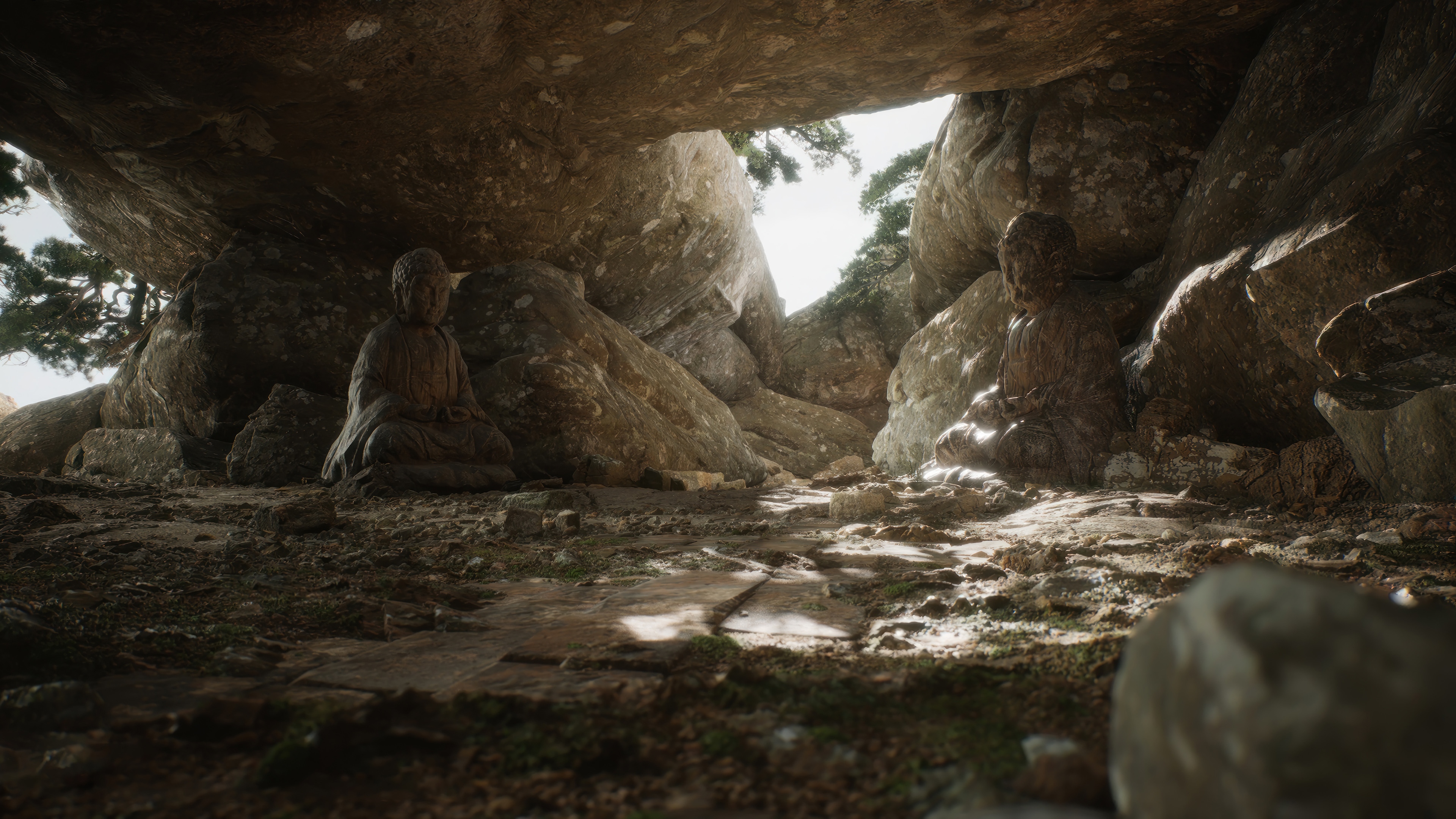 Black Myth Wukong 4K: Buddha Statues in a Cave HD Wallpaper