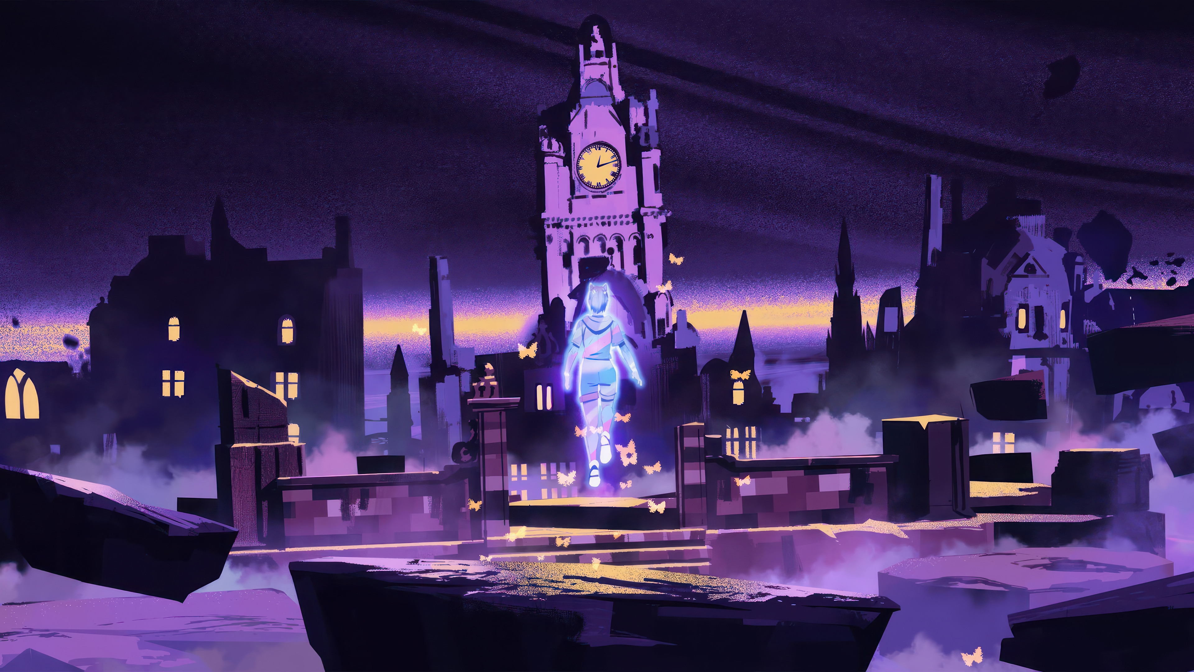 Clove from Valorant in a surreal city with butterflies HD Wallpaper