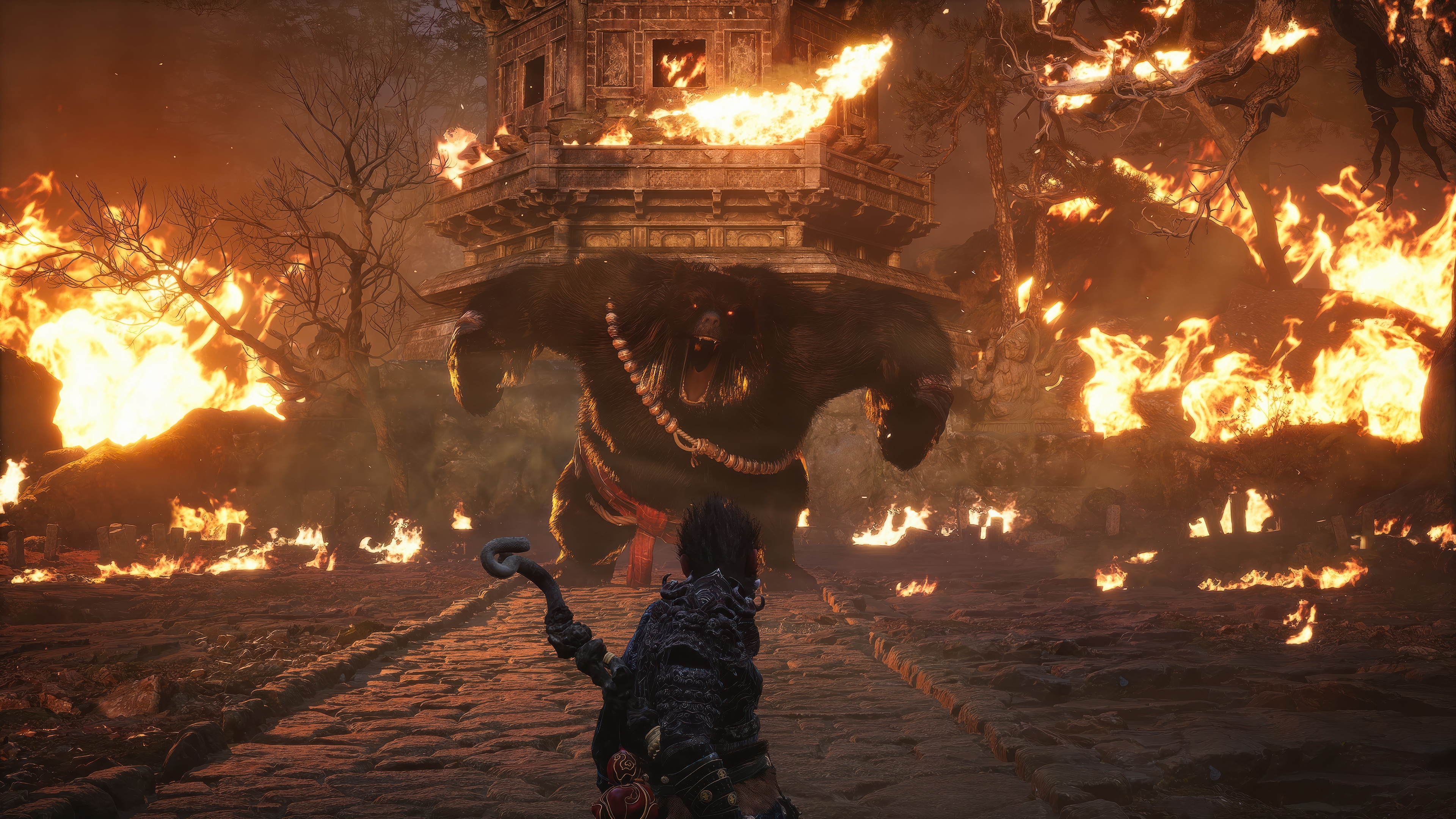 Black Myth: Wukong 4K - Fiery Battle with Giant HD Wallpaper