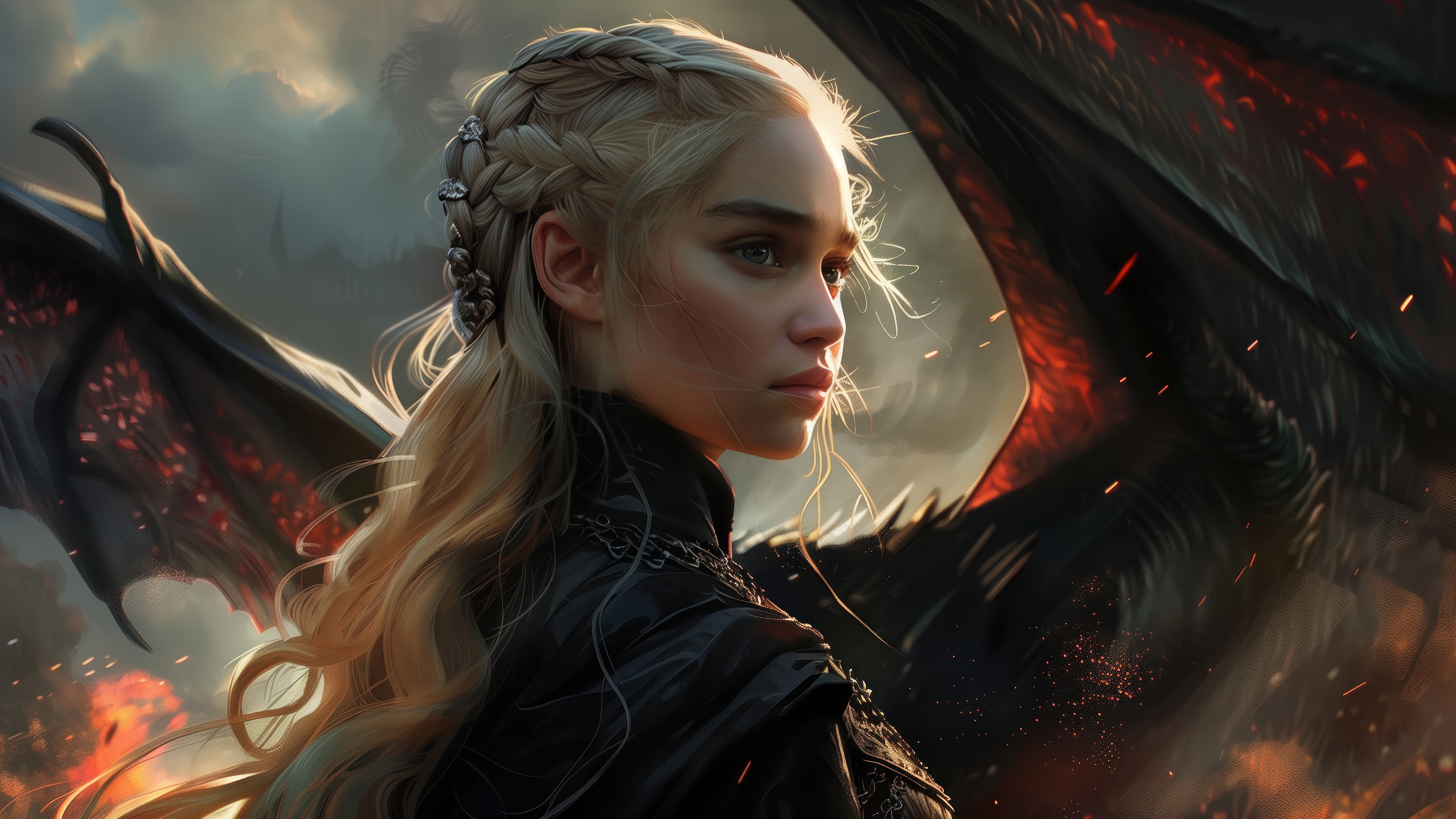 Daenerys Targaryen with Dragon in 4K HD Wallpaper