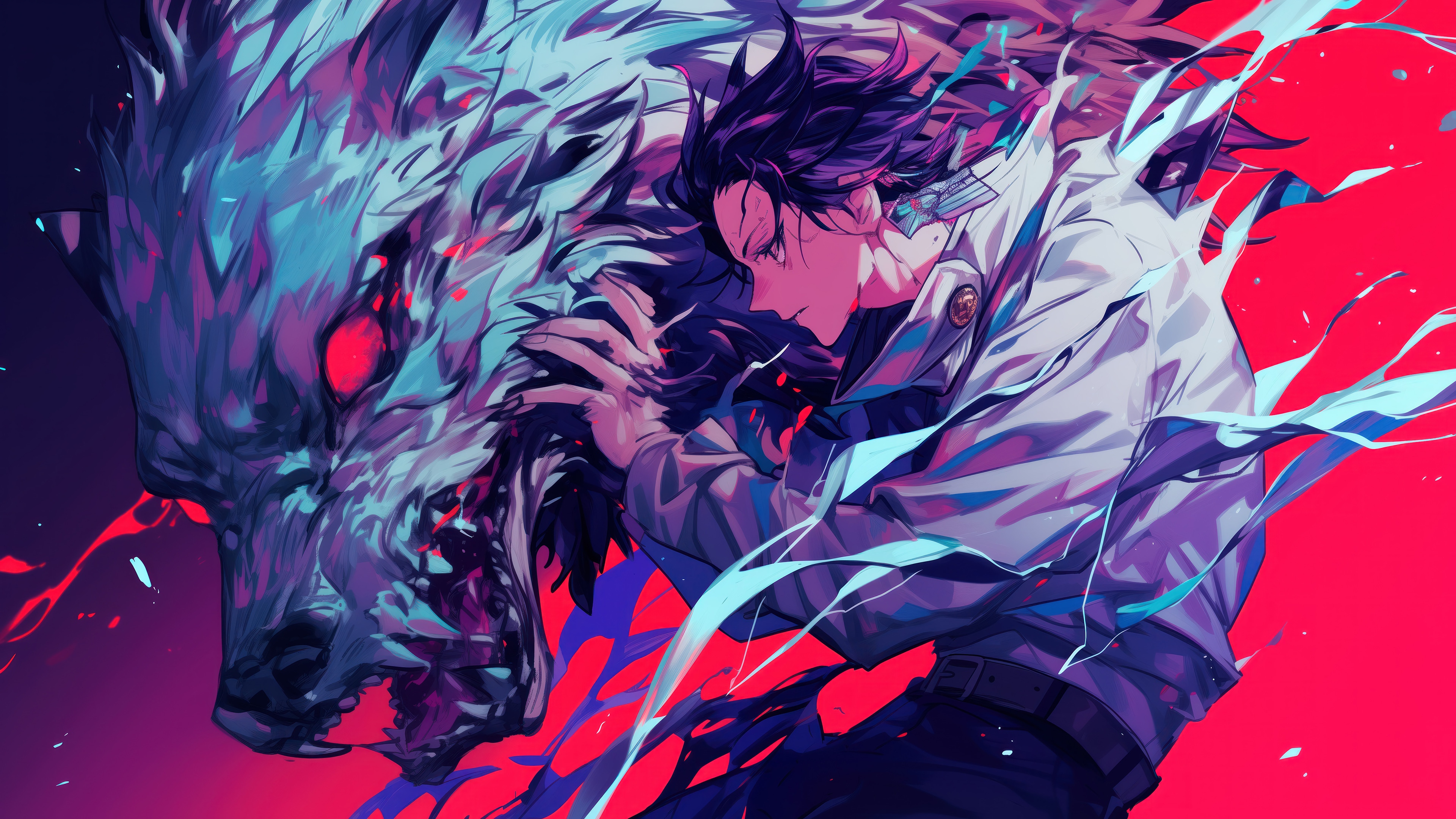 Yuta Okkotsu and cursed spirit in Jujutsu Kaisen 4K HD Wallpaper