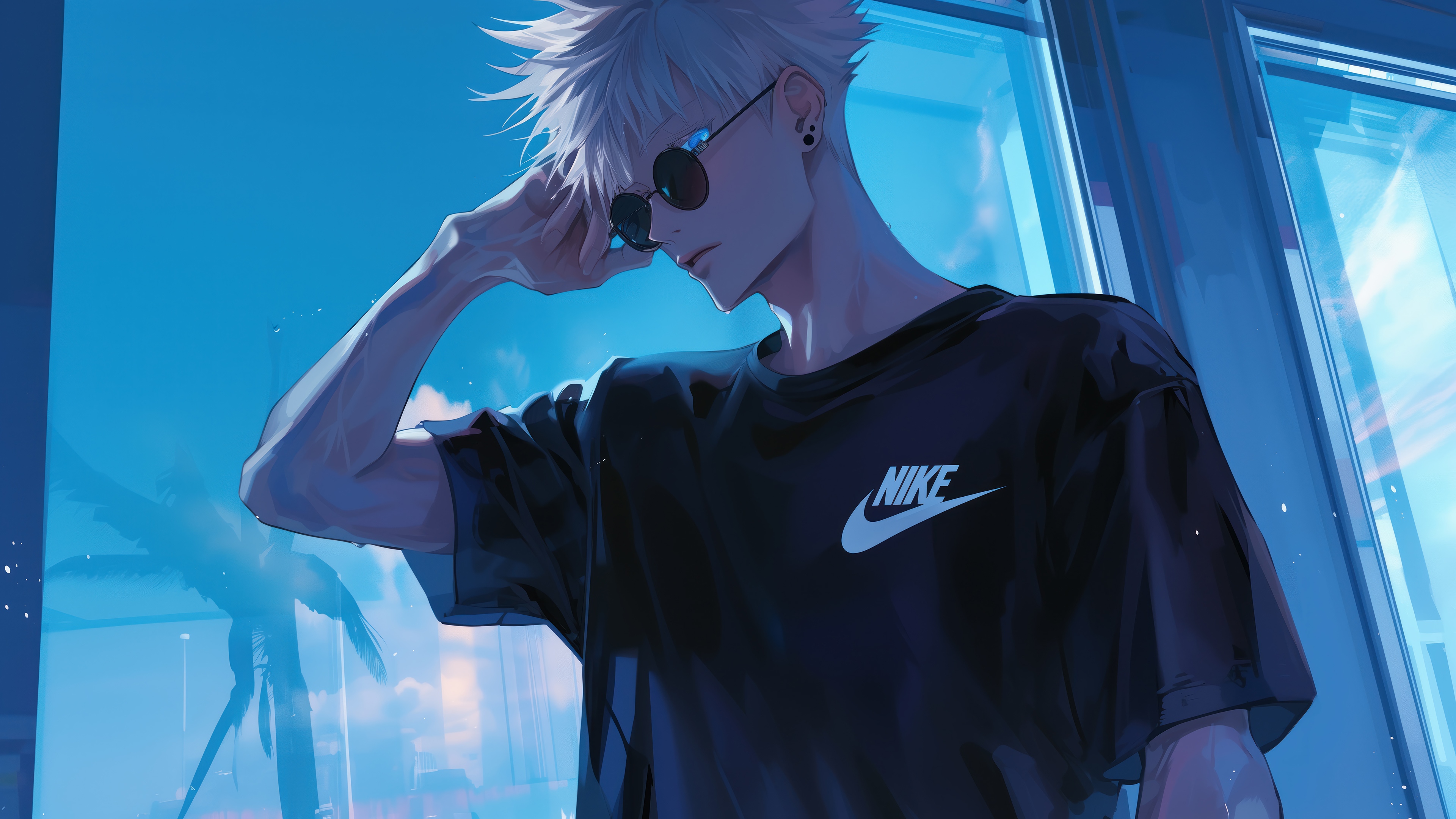 Satoru Gojo from Jujutsu Kaisen wearing Nike HD Wallpaper