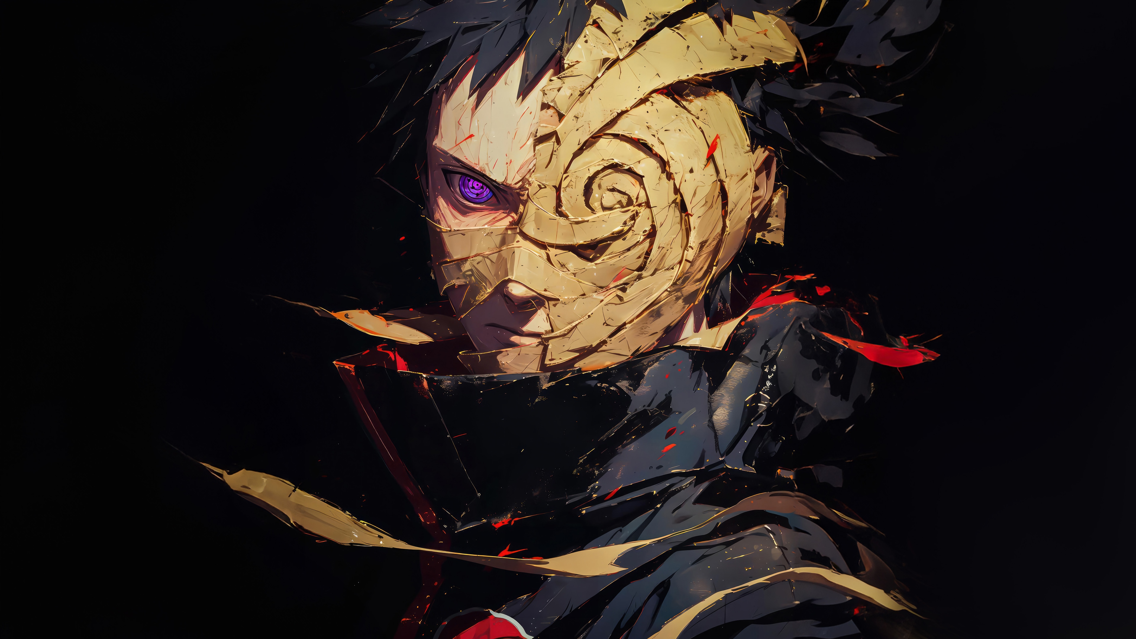 Obito Uchiha wearing a mask with Sharingan eye HD Wallpaper