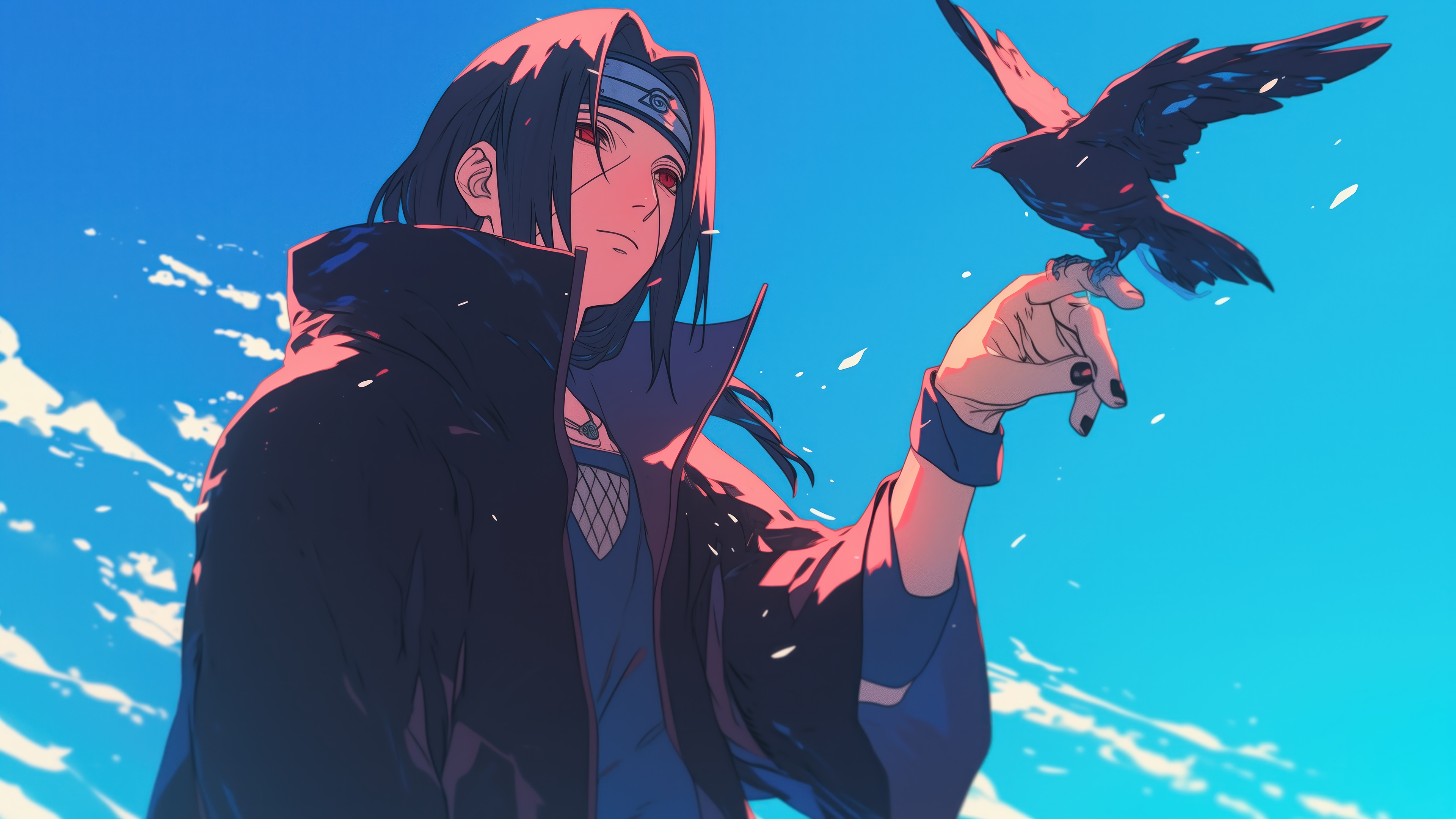 Itachi Uchiha with a Crow in 4K HD Wallpaper