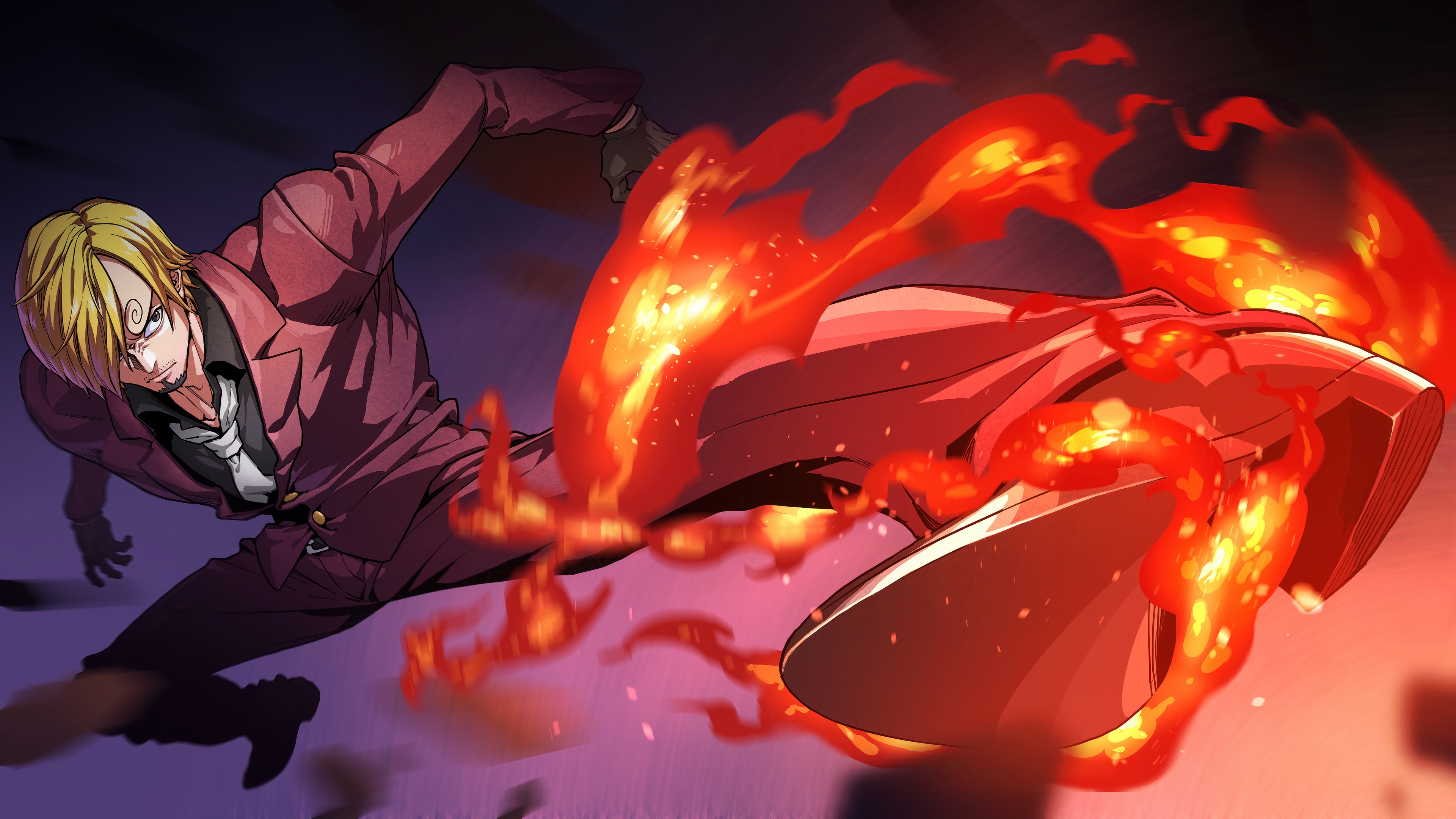 Sanji from One Piece using Diable Jambe HD Wallpaper