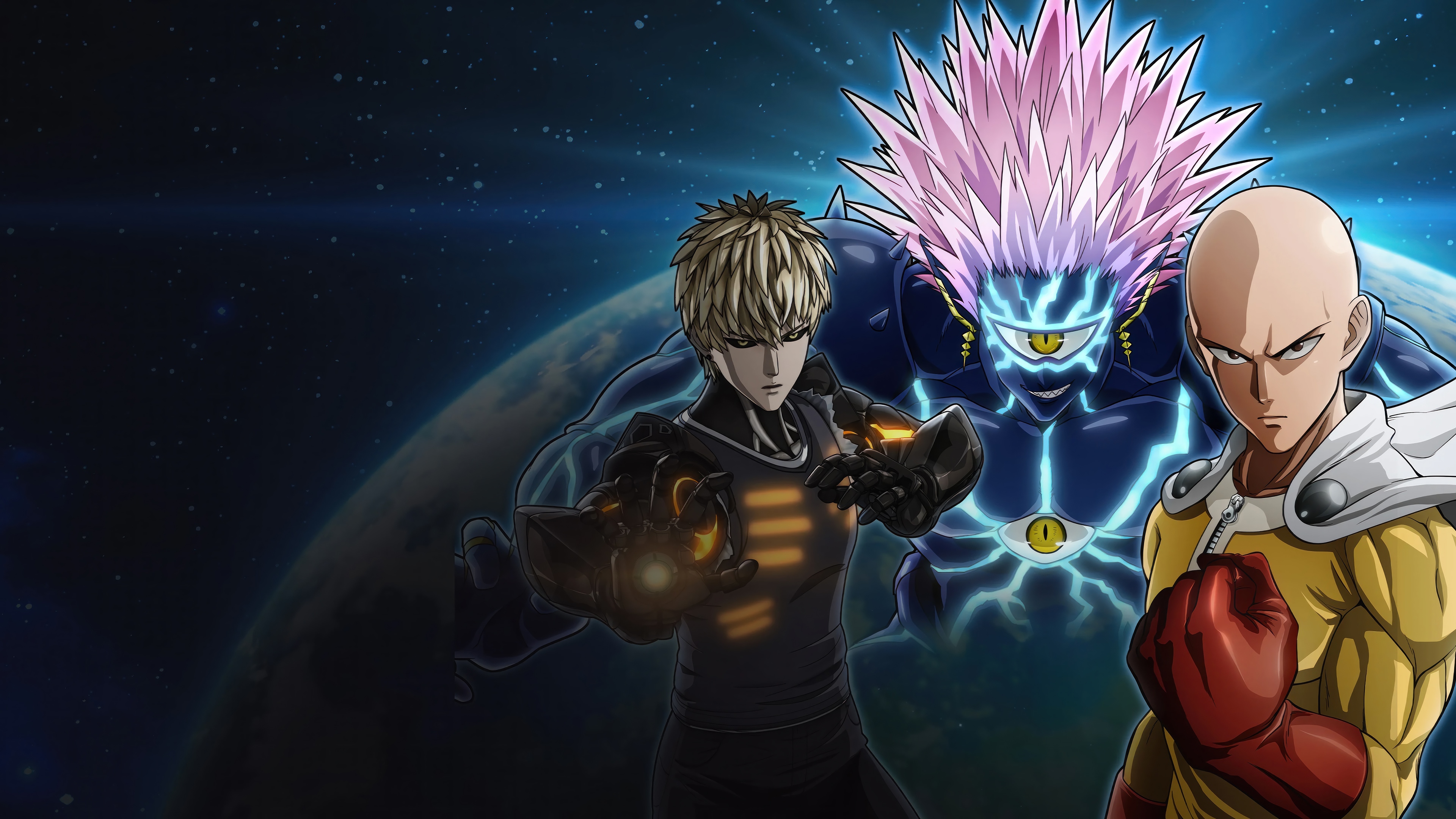 Saitama, Genos, and Boros in Space HD Wallpaper