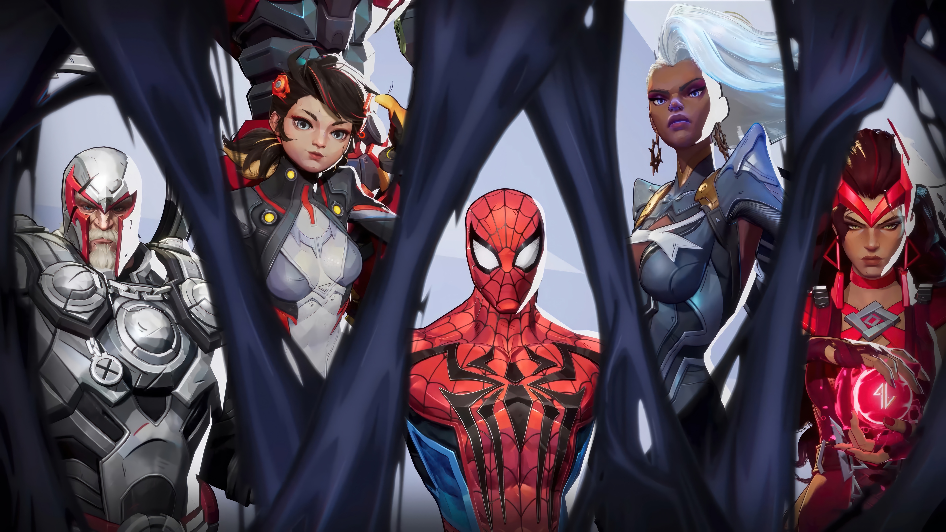 Marvel Rivals: Magneto, Spider-Man, Storm, Scarlet Witch HD Wallpaper