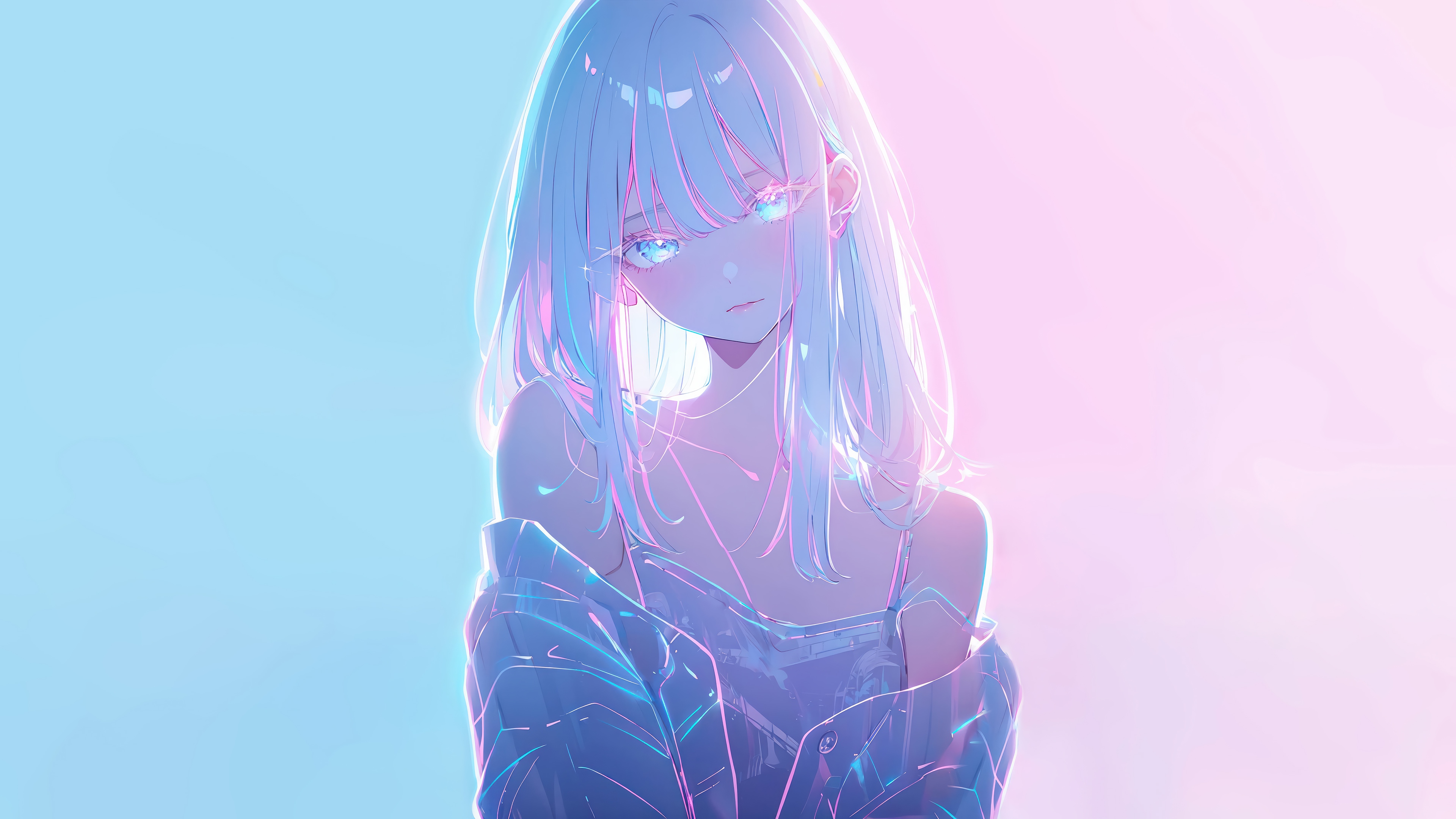 Anime Girl with White Hair in 4K HD Wallpaper