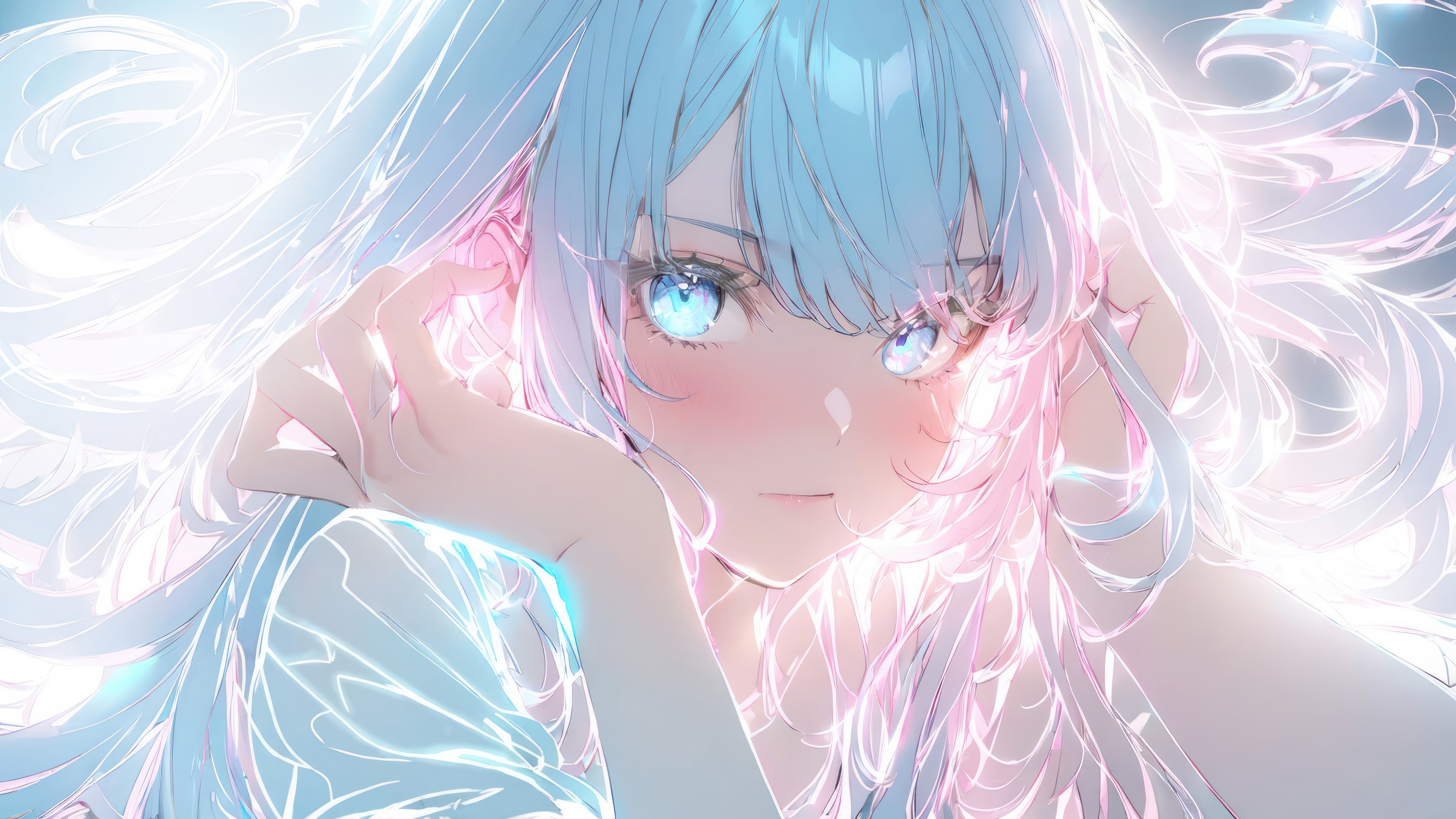 Anime Girl with White Hair in 4K HD Wallpaper