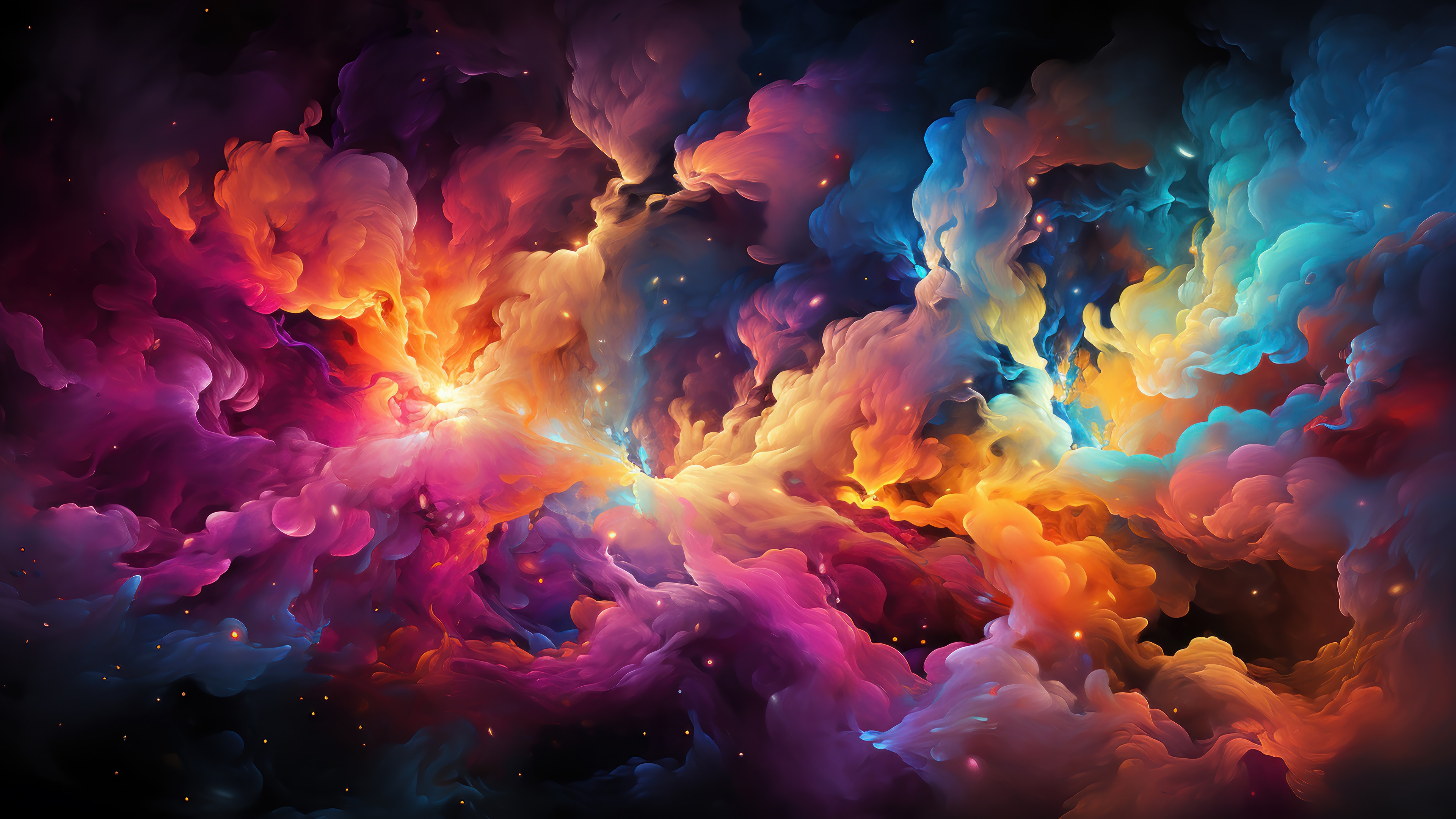 Colorful Smoke Nebula Digital Art 4K HD Wallpaper