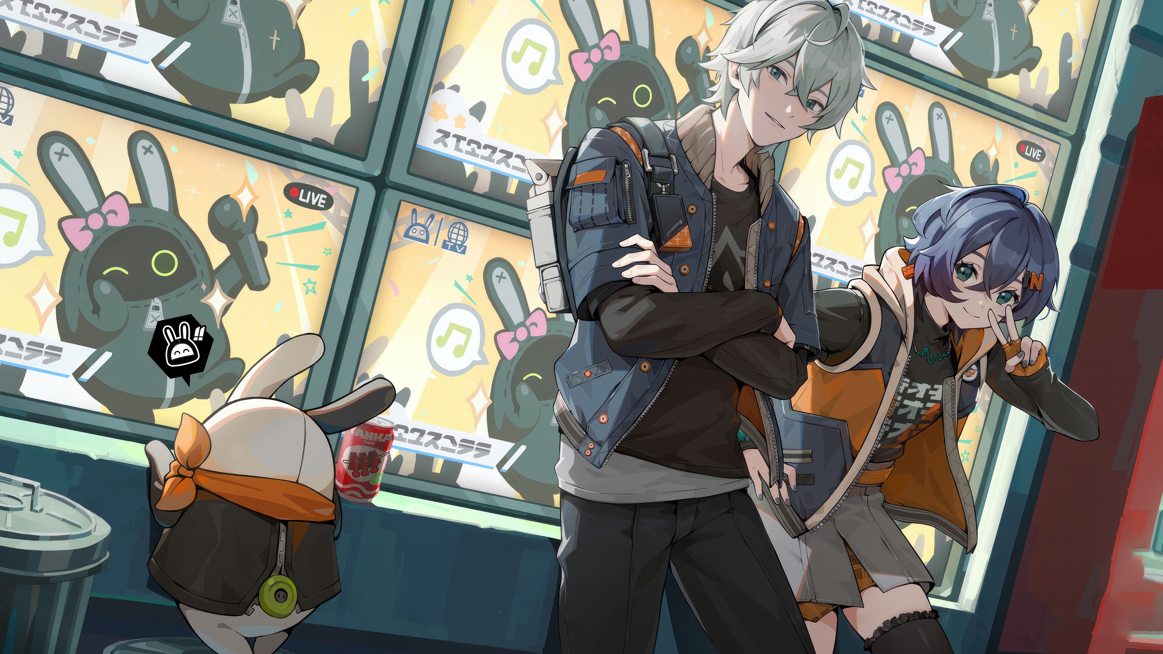 Zenless Zone Zero characters with bunny mascot HD Wallpaper