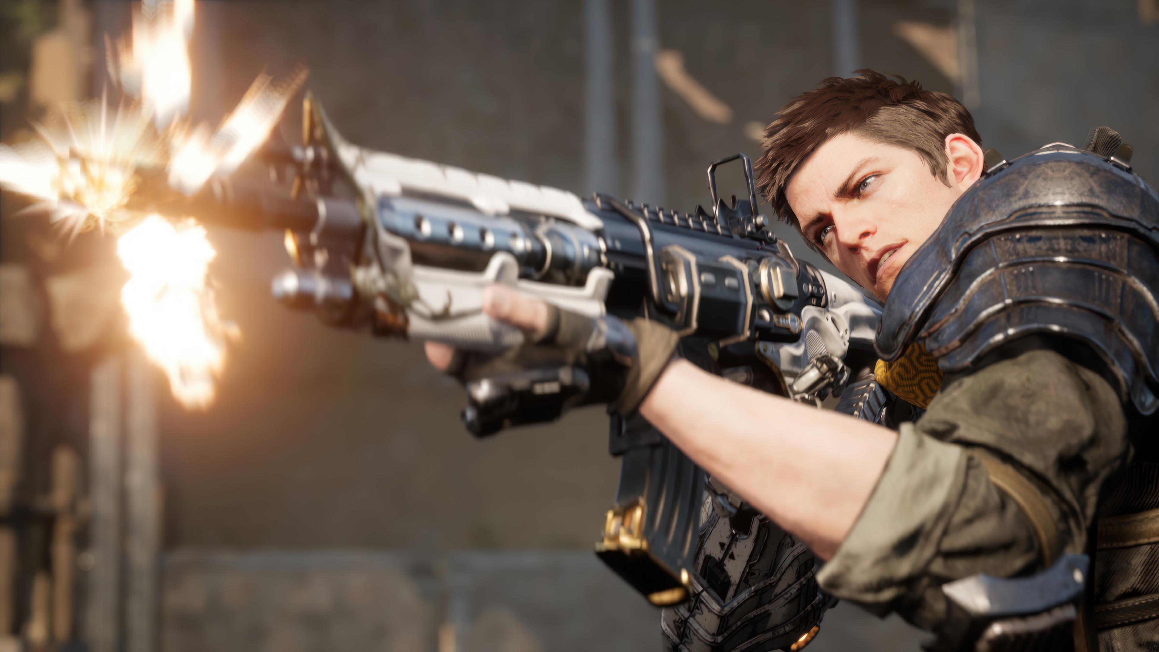 The First Descendant: Man firing a futuristic rifle HD Wallpaper