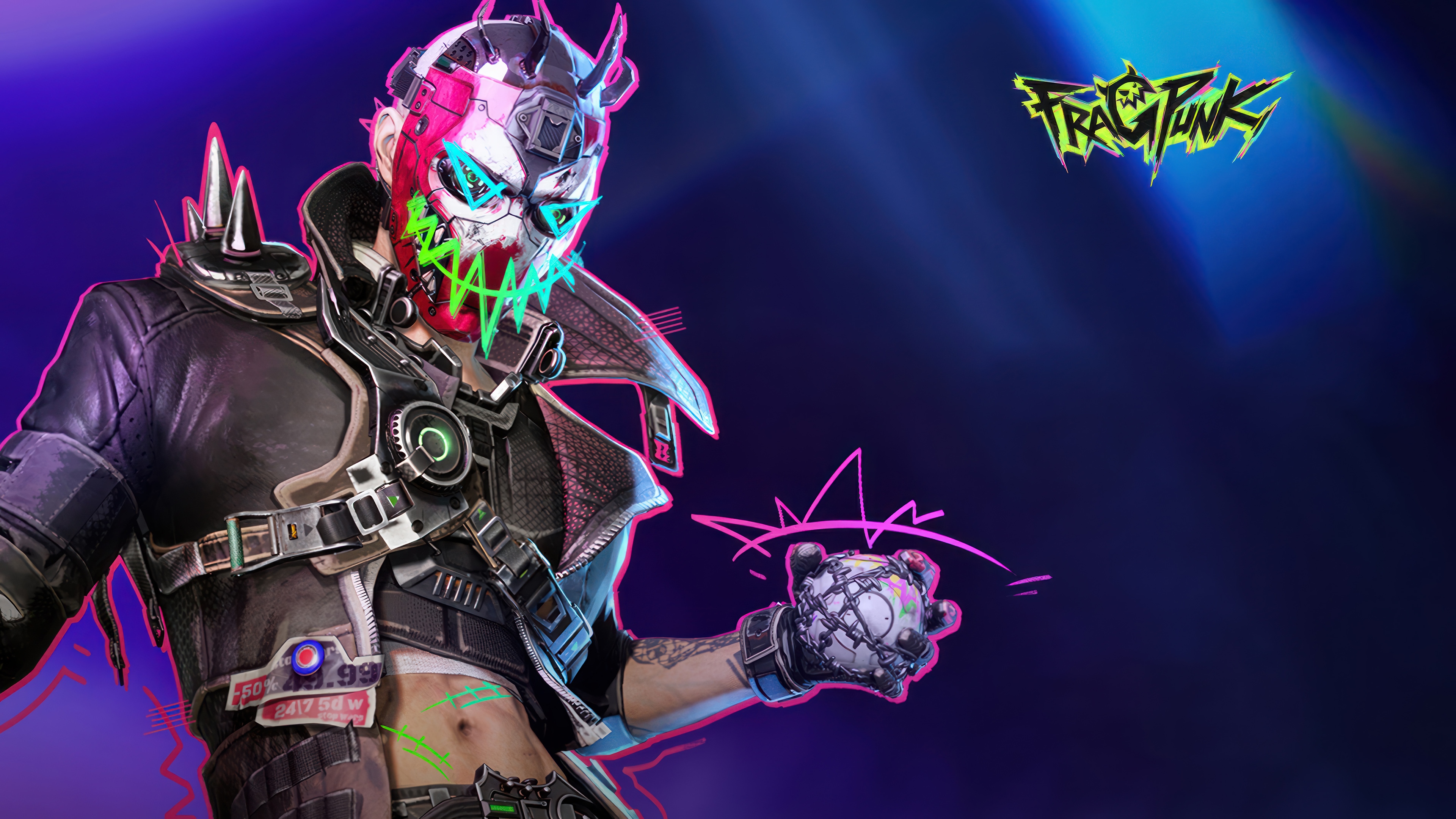 Fragpunk character with mask and spiked jacket HD Wallpaper