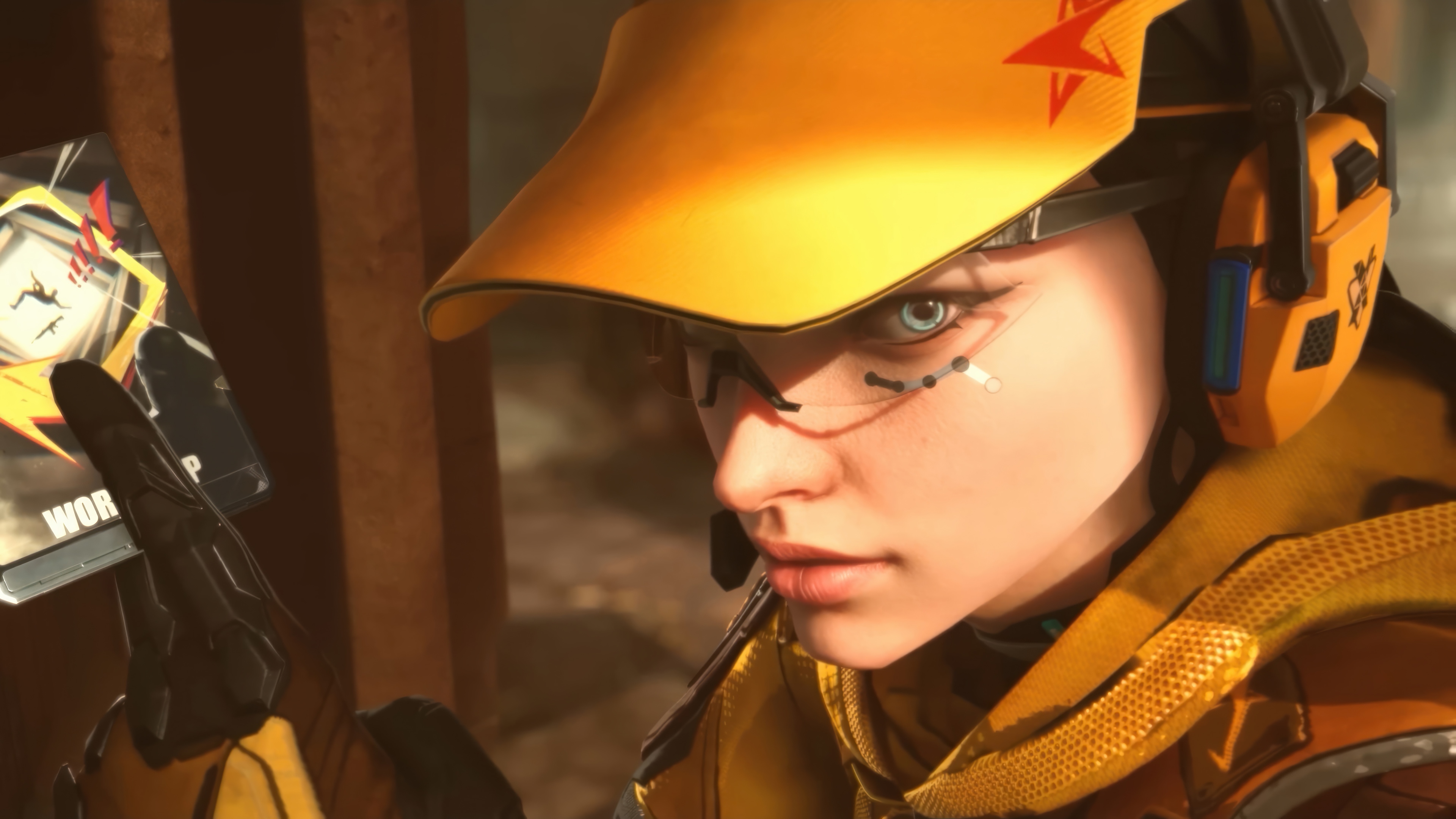 Fragpunk character with yellow visor and headphones HD Wallpaper