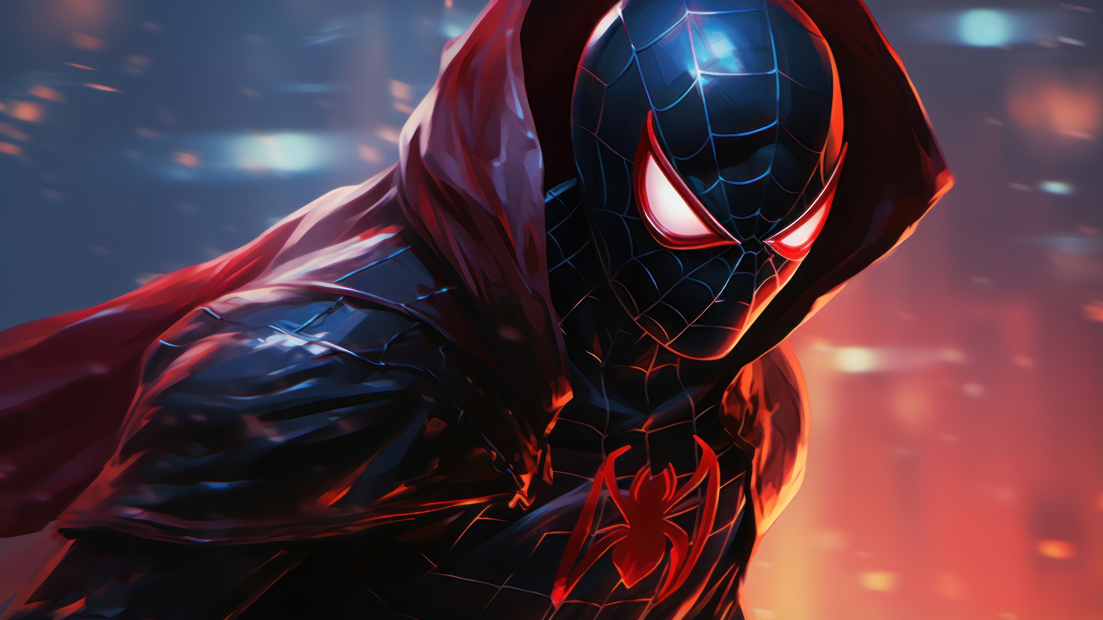 Spider-Man with a Red Cape in 4K HD Wallpaper