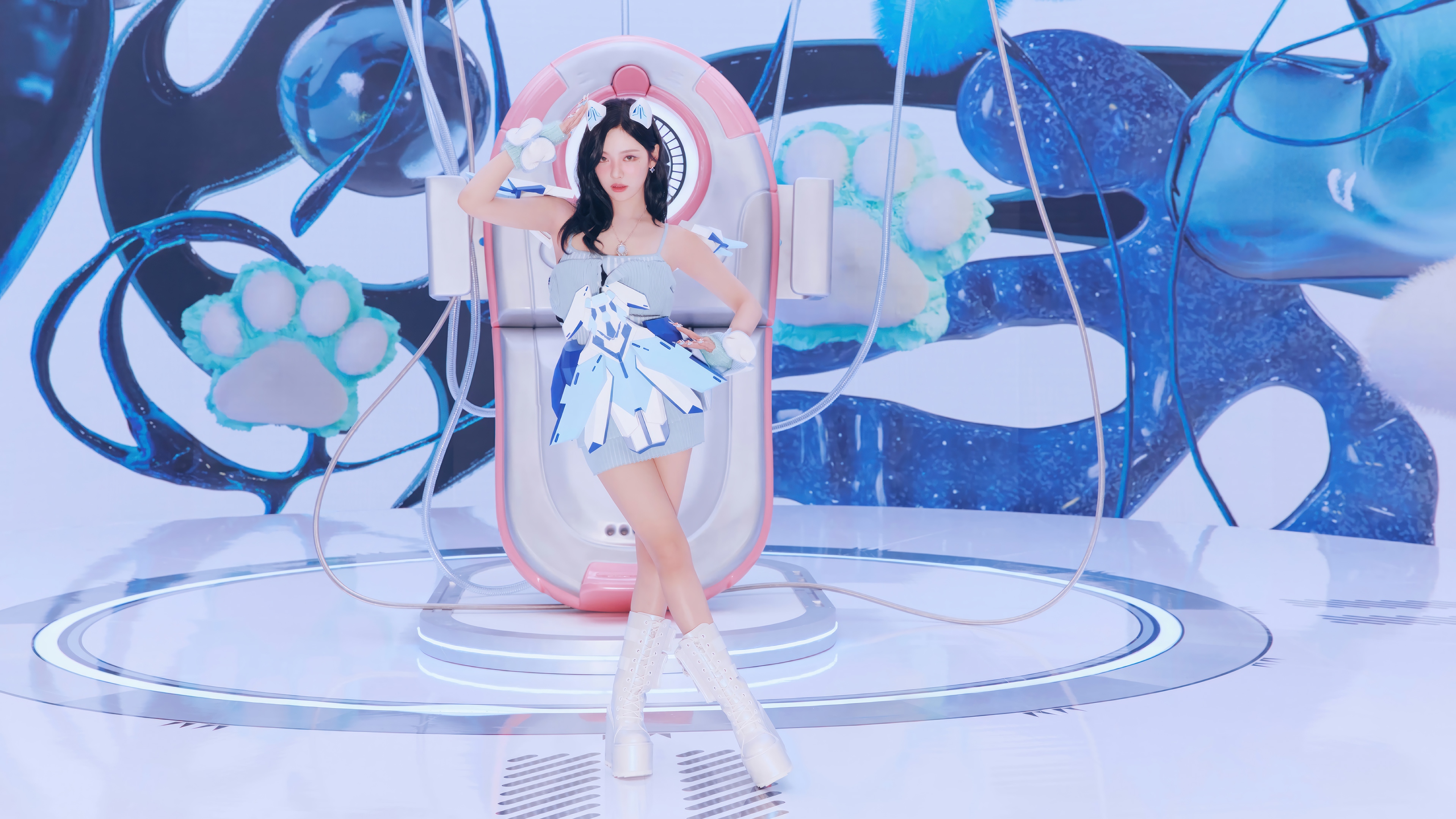 Ningning from Aespa in a futuristic outfit HD Wallpaper