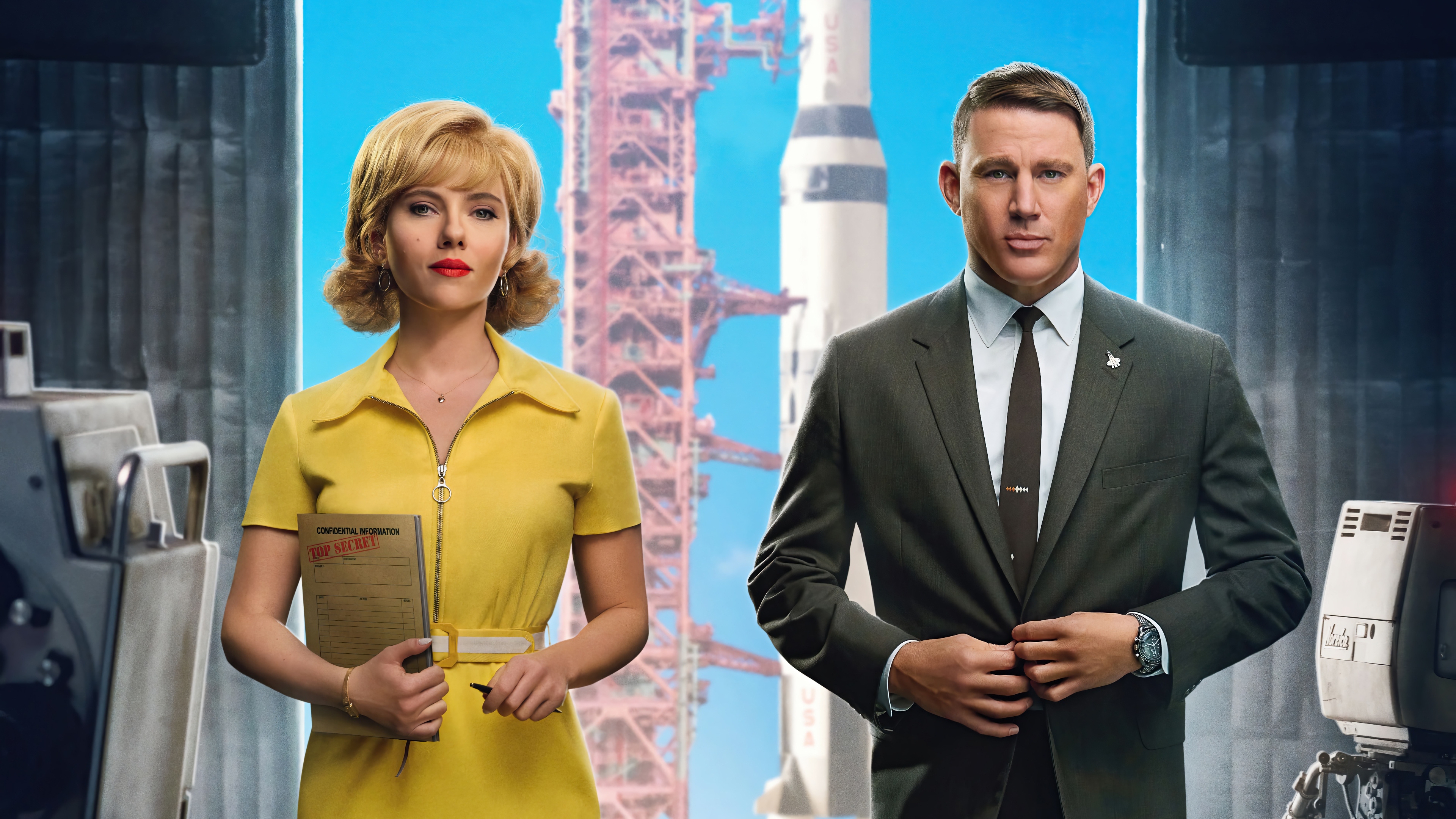 Scarlett Johansson and Channing Tatum in Fly Me to the Moon 4K HD Wallpaper