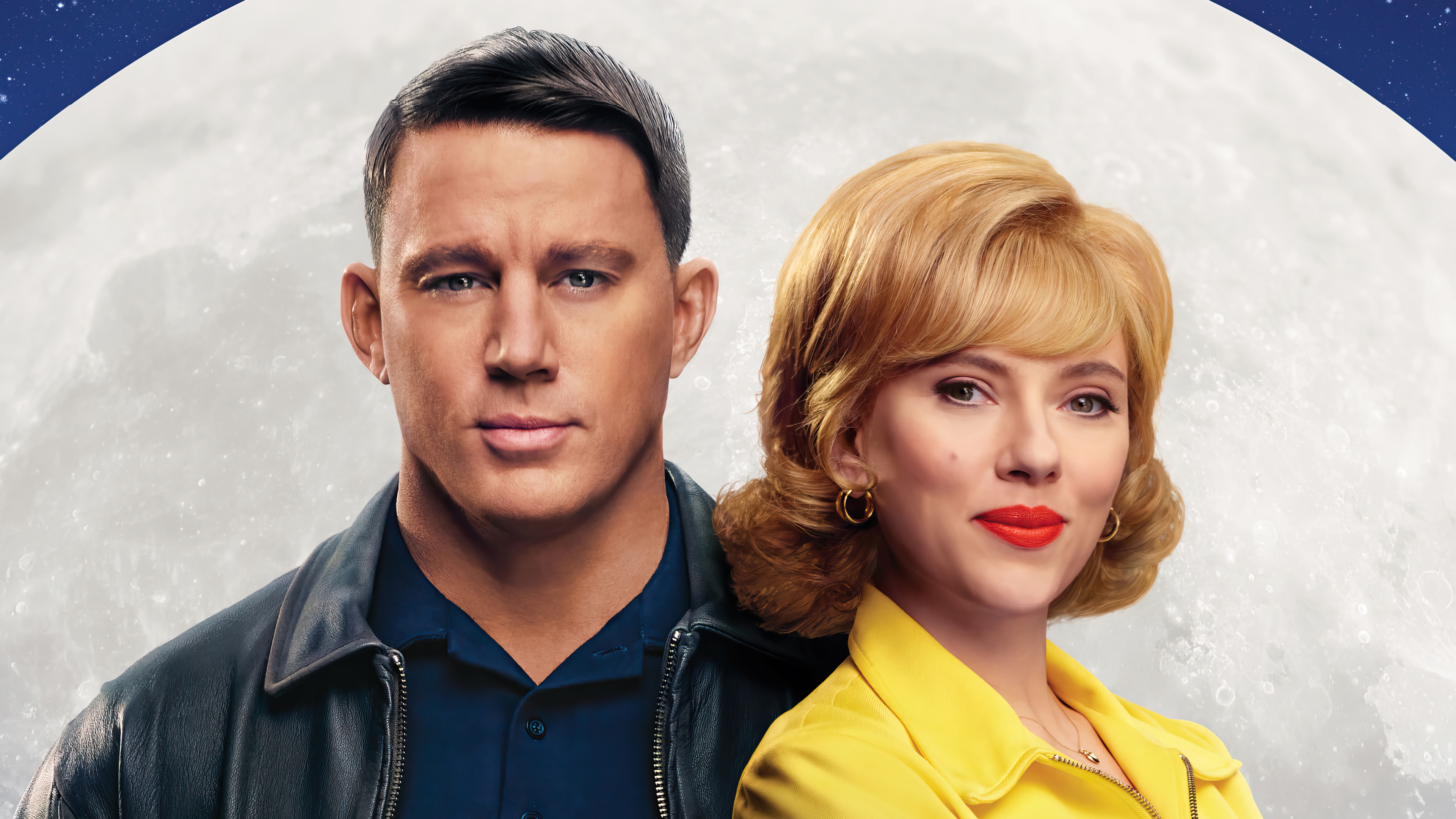 Channing Tatum and Scarlett Johansson Fly to the Moon 4K HD Wallpaper