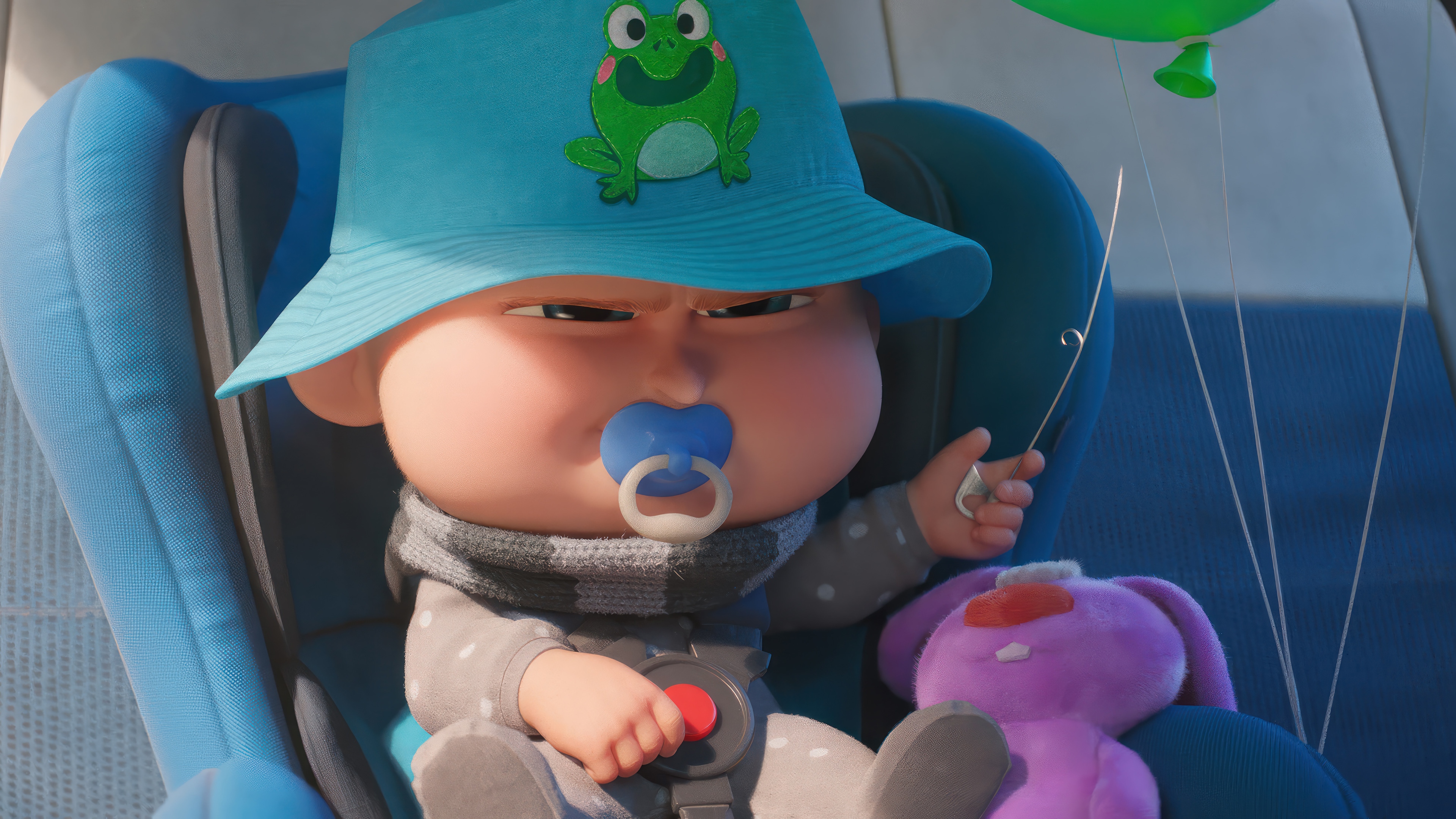 Despicable Me 4 Baby Gru with Frog Hat and Balloon HD Wallpaper