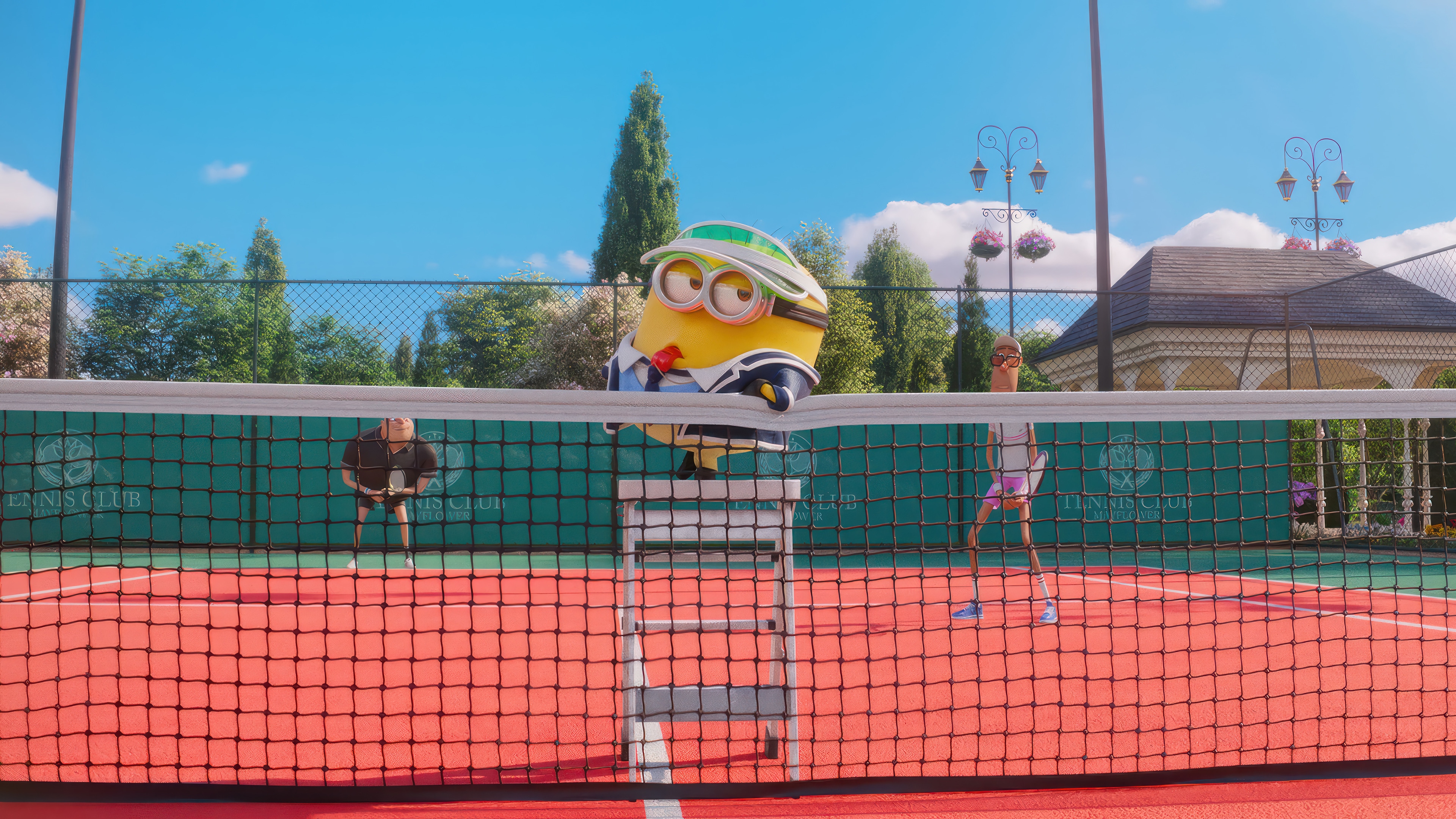 Minion on a tennis court in Despicable Me 4 4K HD Wallpaper