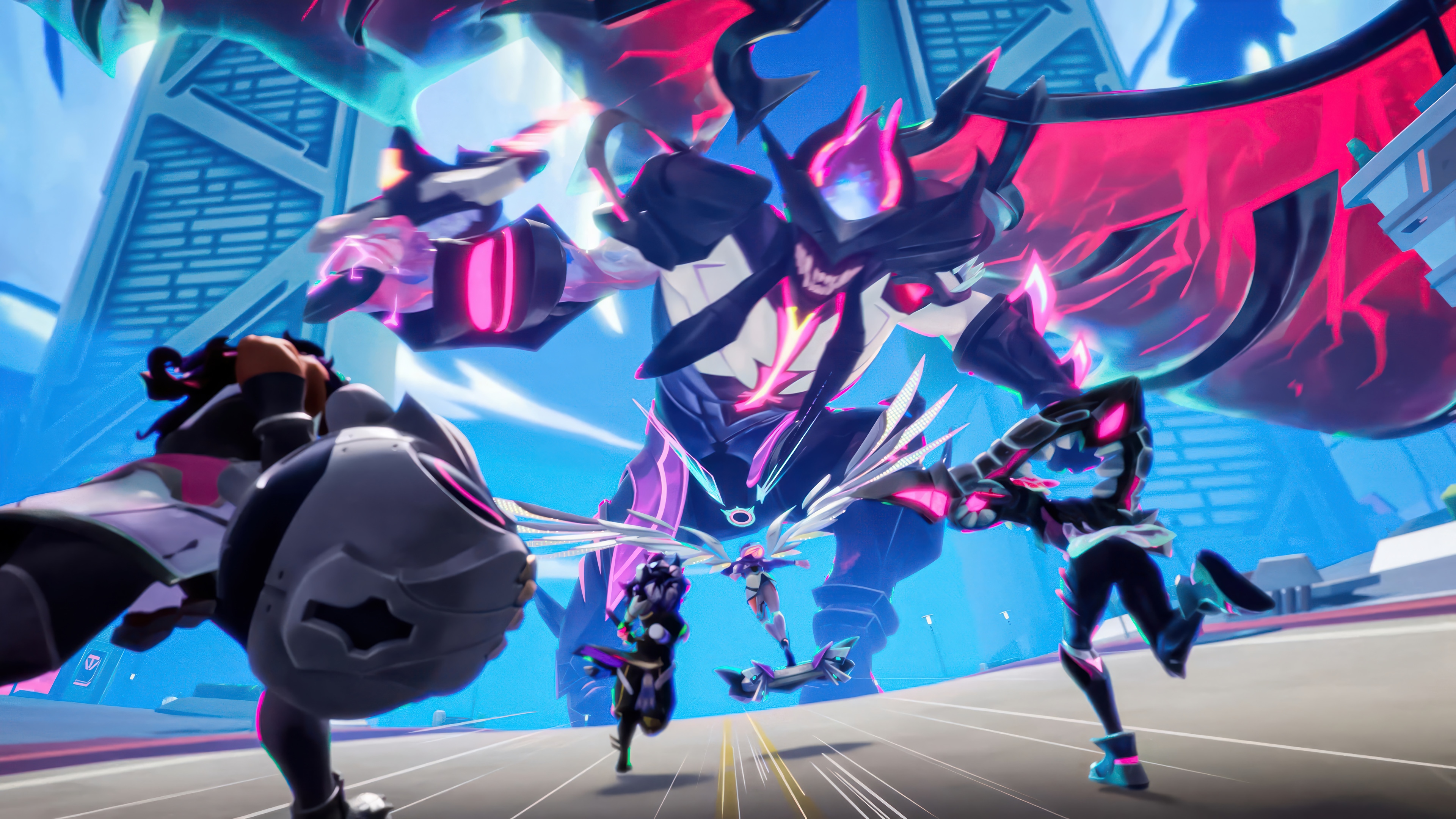 Anima Squad Aatrox and allies fighting a giant monster HD Wallpaper
