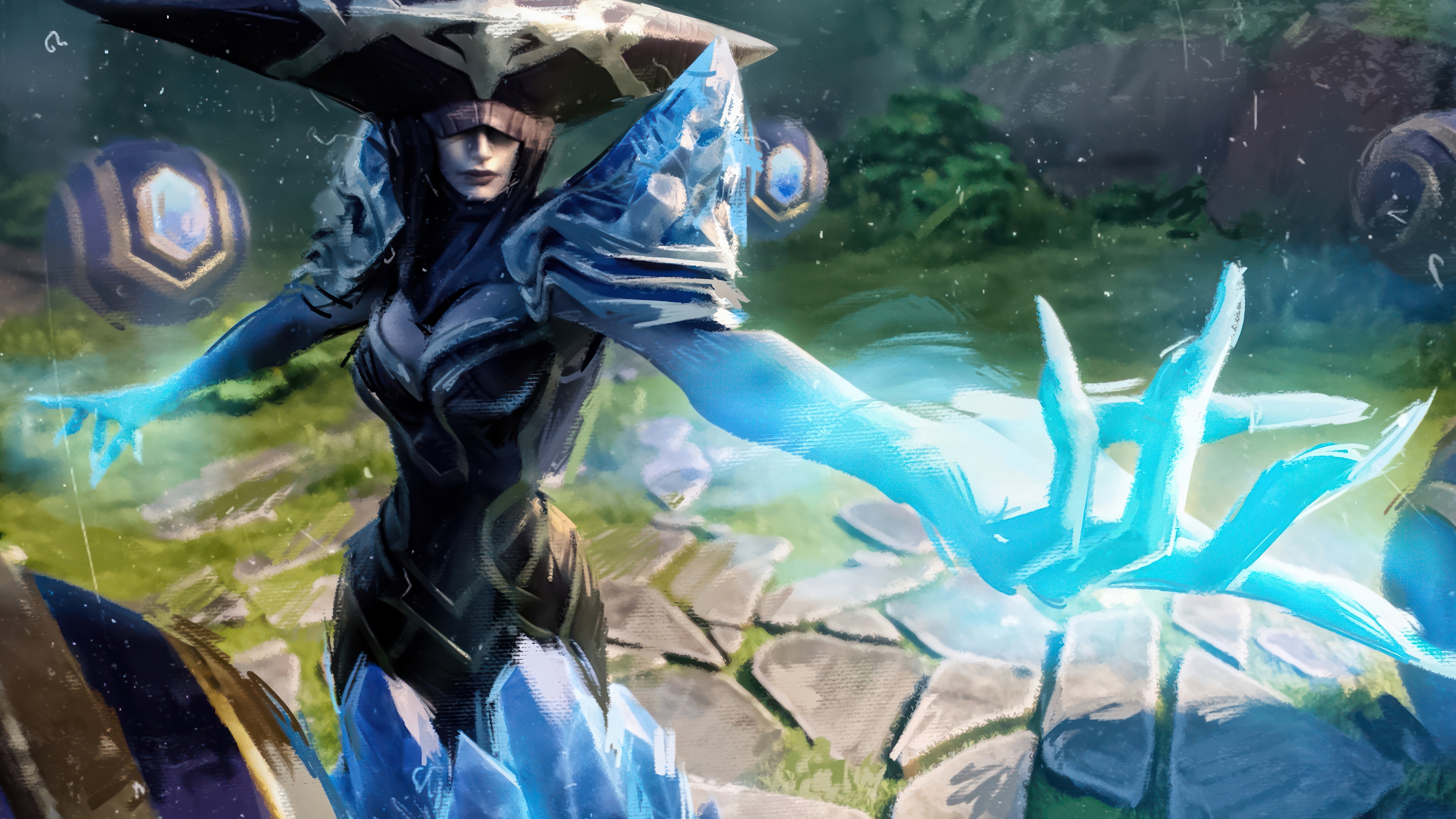 Lissandra from League of Legends casting ice magic HD Wallpaper