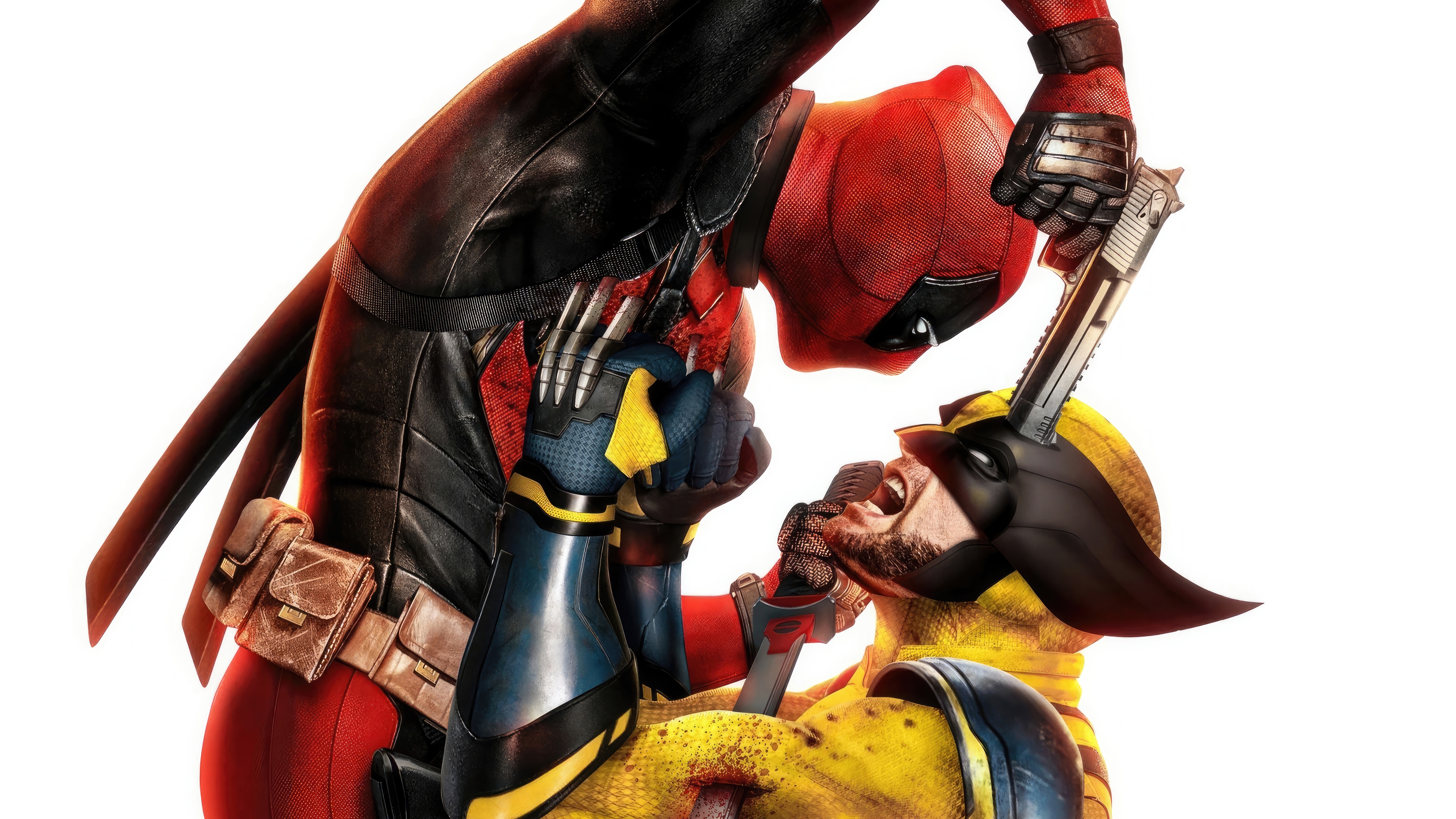 Deadpool and Wolverine in a fight 4K HD Wallpaper