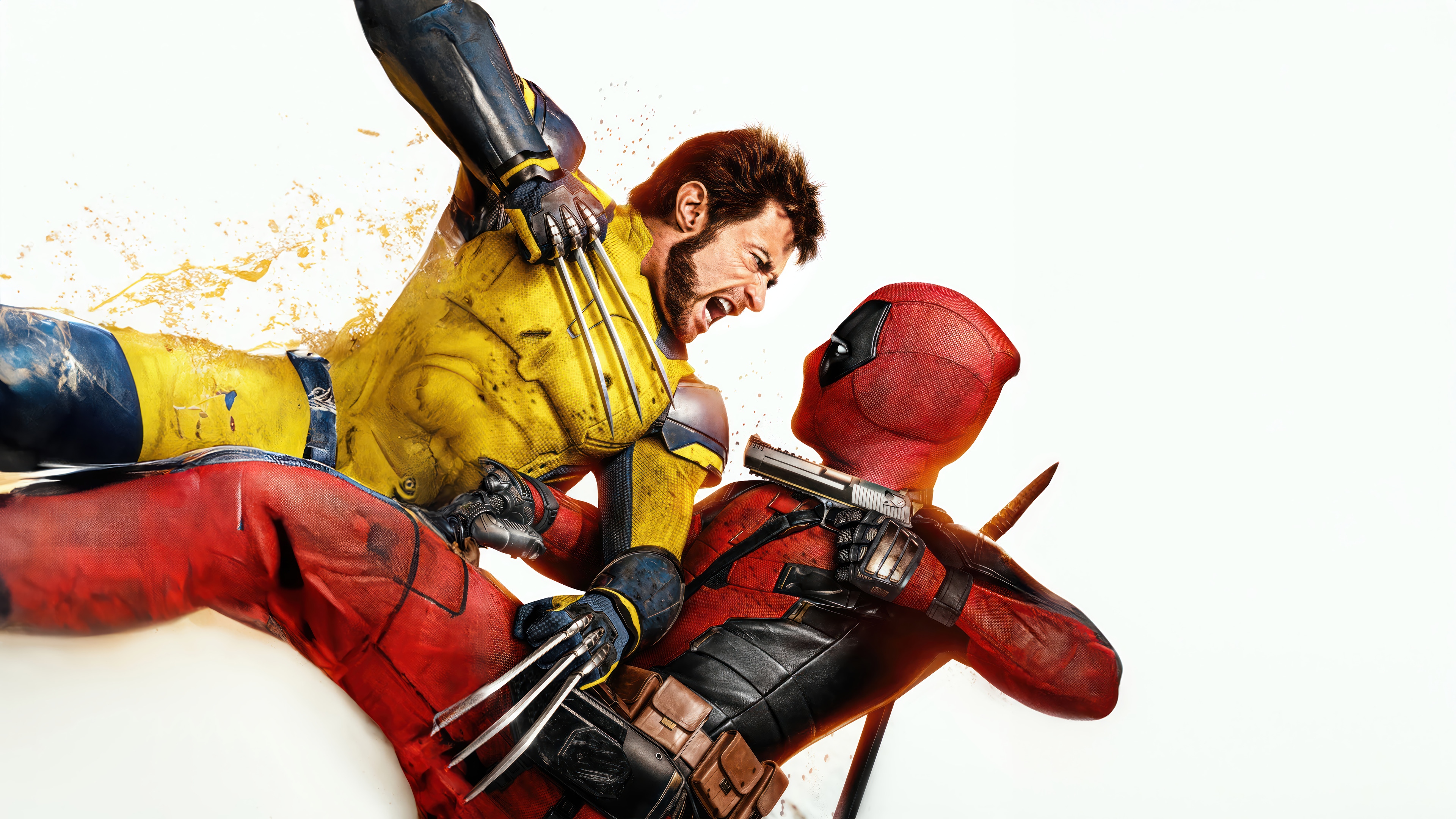 Deadpool and Wolverine in a fight, 4K HD Wallpaper