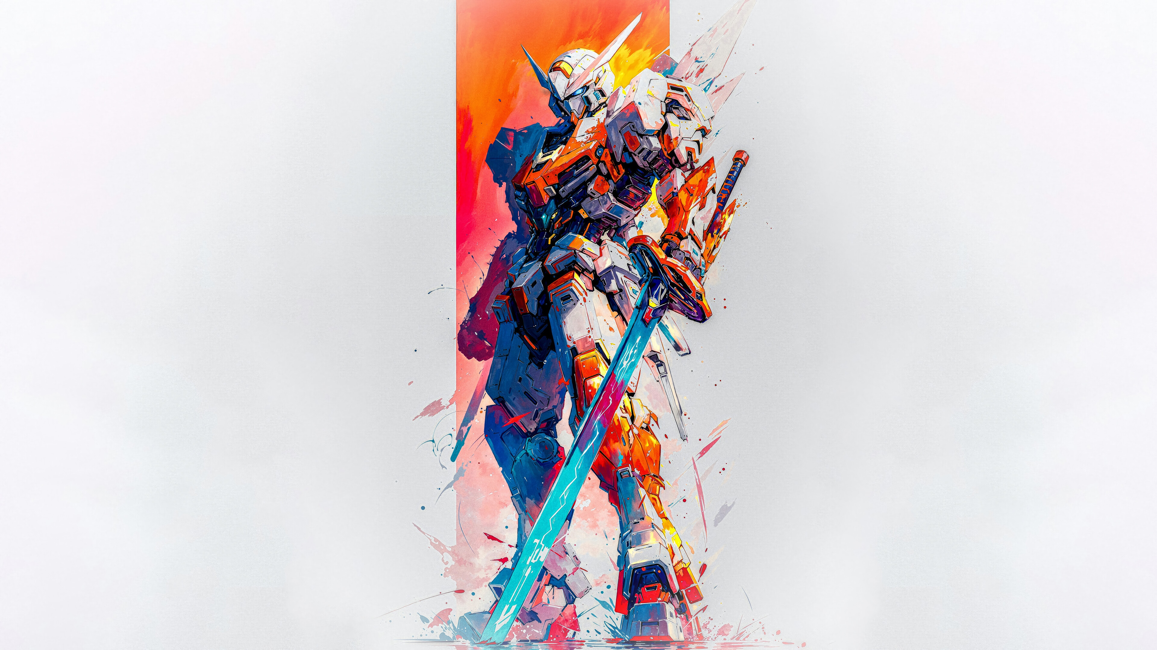 Gundam with a glowing sword HD Wallpaper