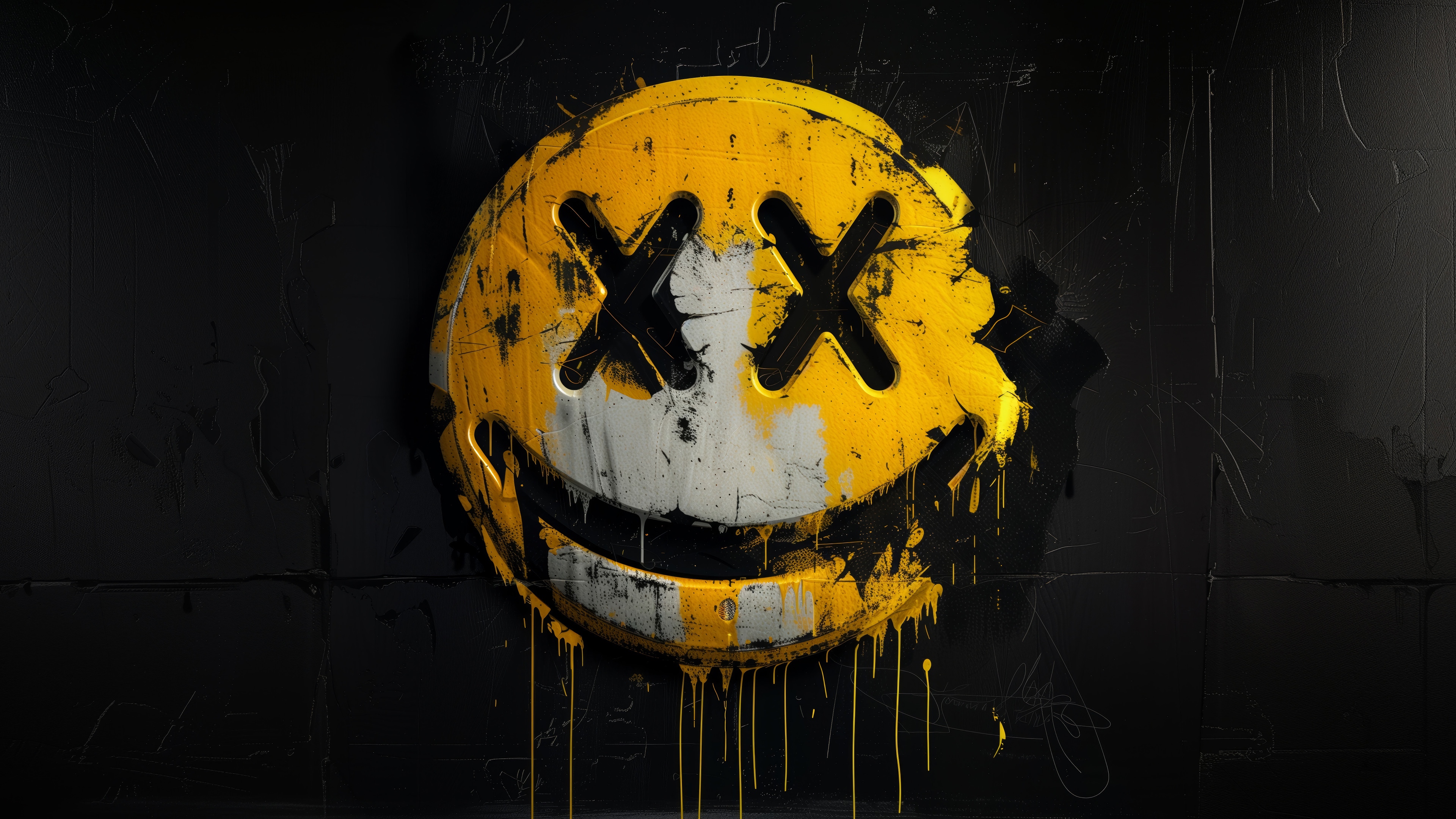 Graffiti Smiley Face Digital Art 4K HD Wallpaper