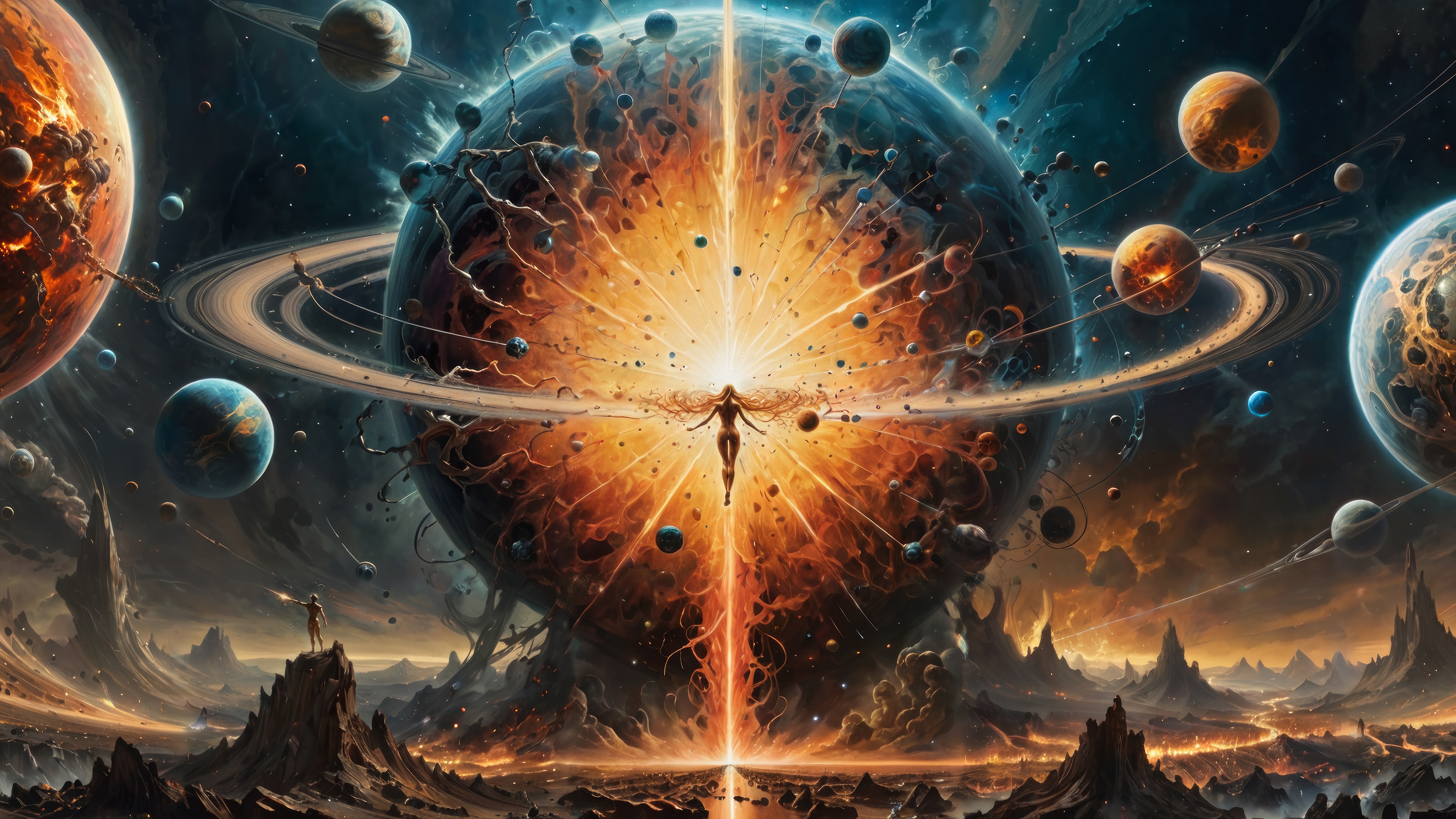 Sci-Fi Planet Landscape with Lava and Scenery 4K HD Wallpaper