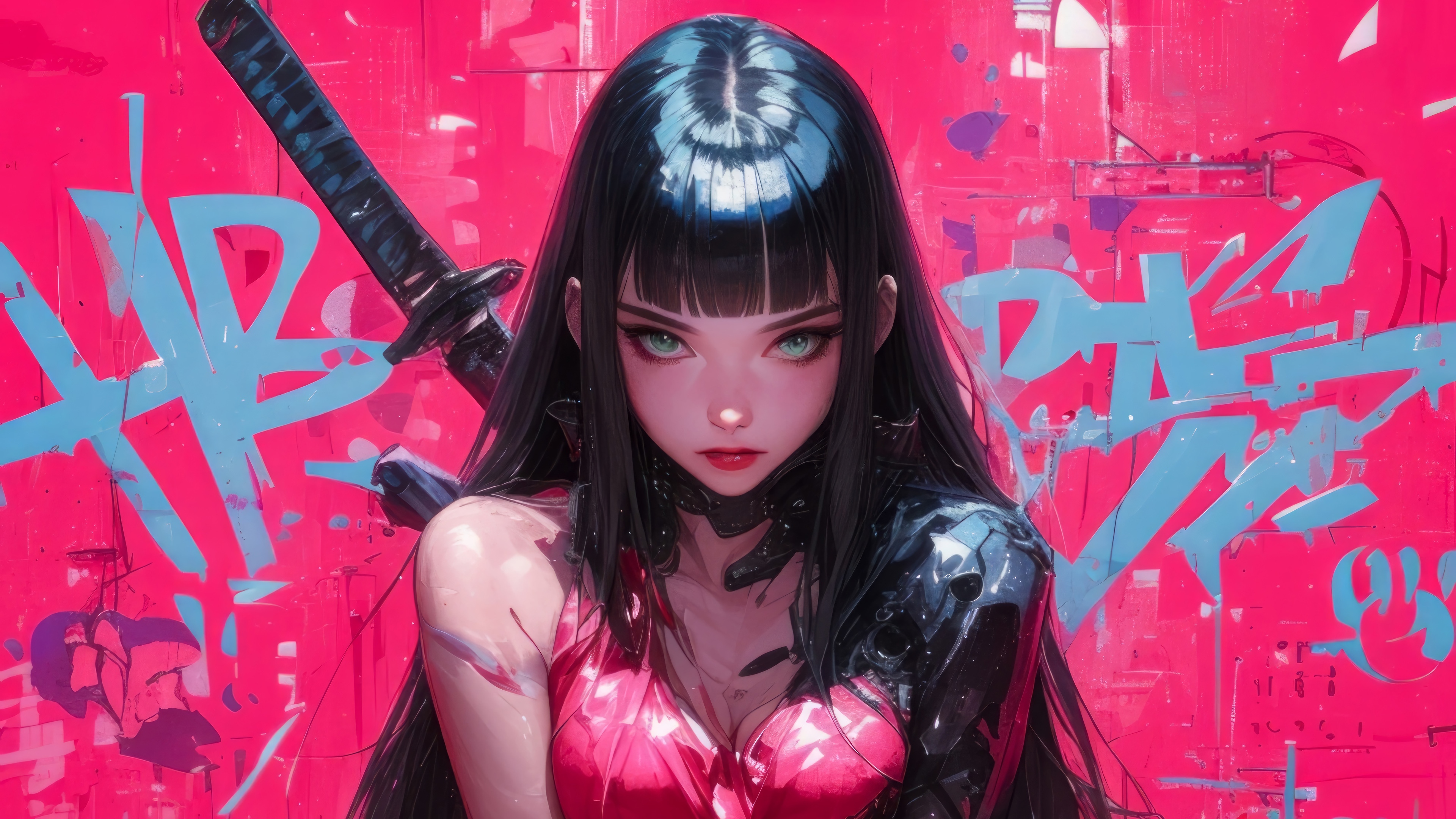 Anime Girl with Katana in 4K HD Wallpaper