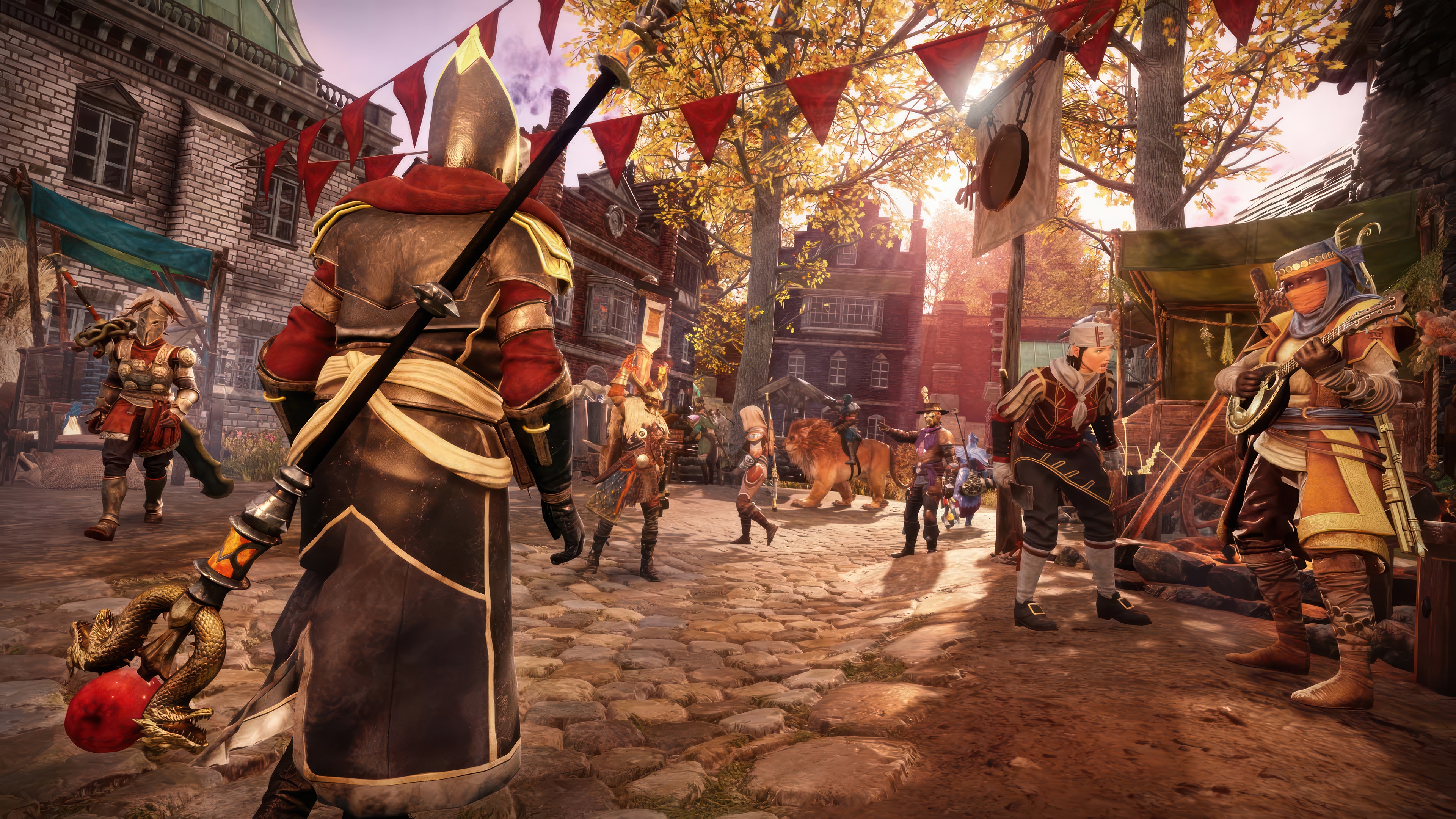 New World: Aeternum characters in a city street HD Wallpaper