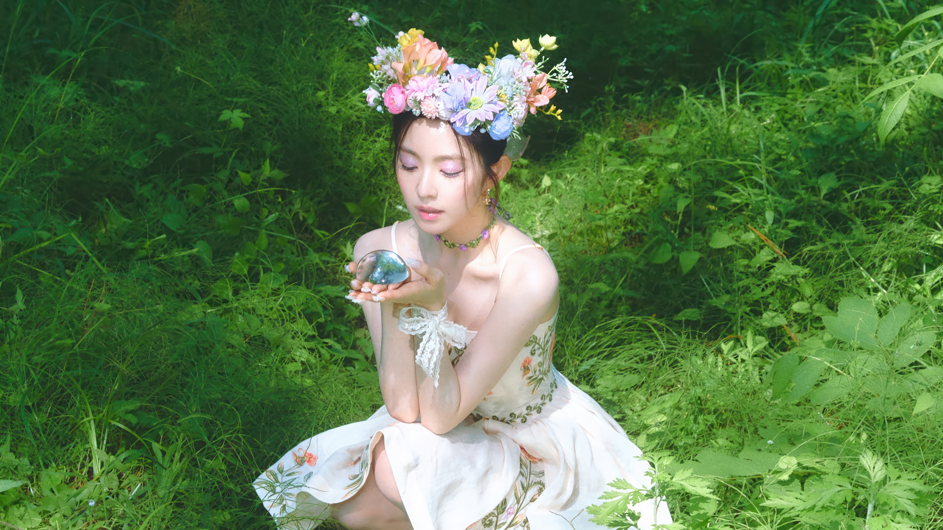 Irene of Red Velvet in a floral crown HD Wallpaper