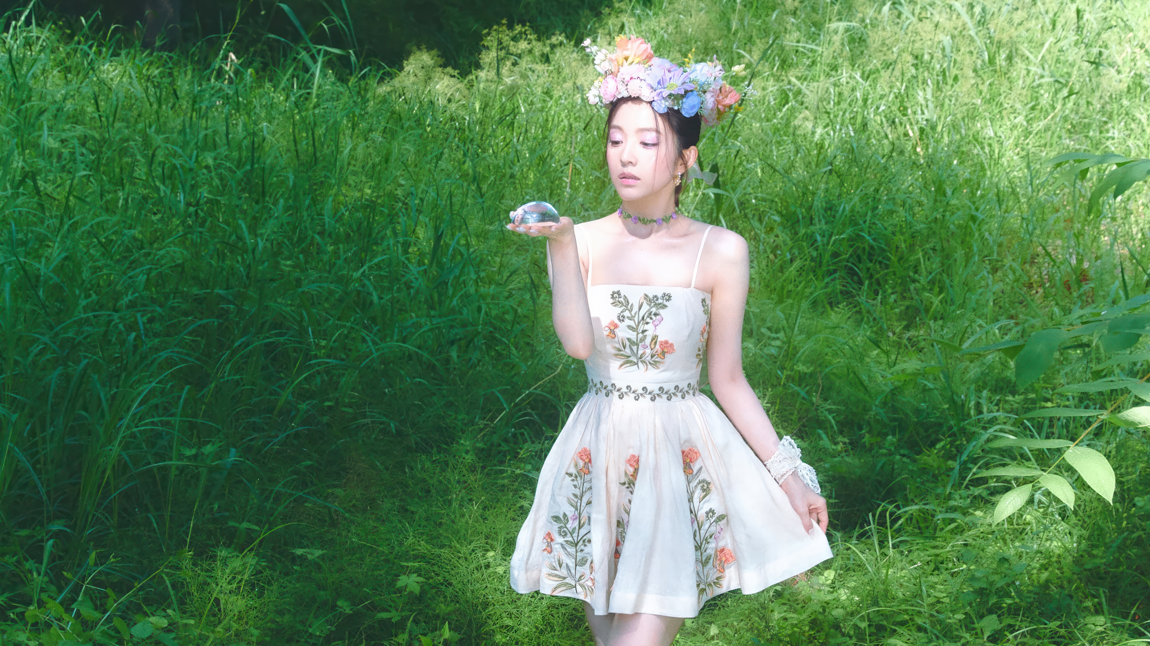 Irene from Red Velvet in a floral dress HD Wallpaper