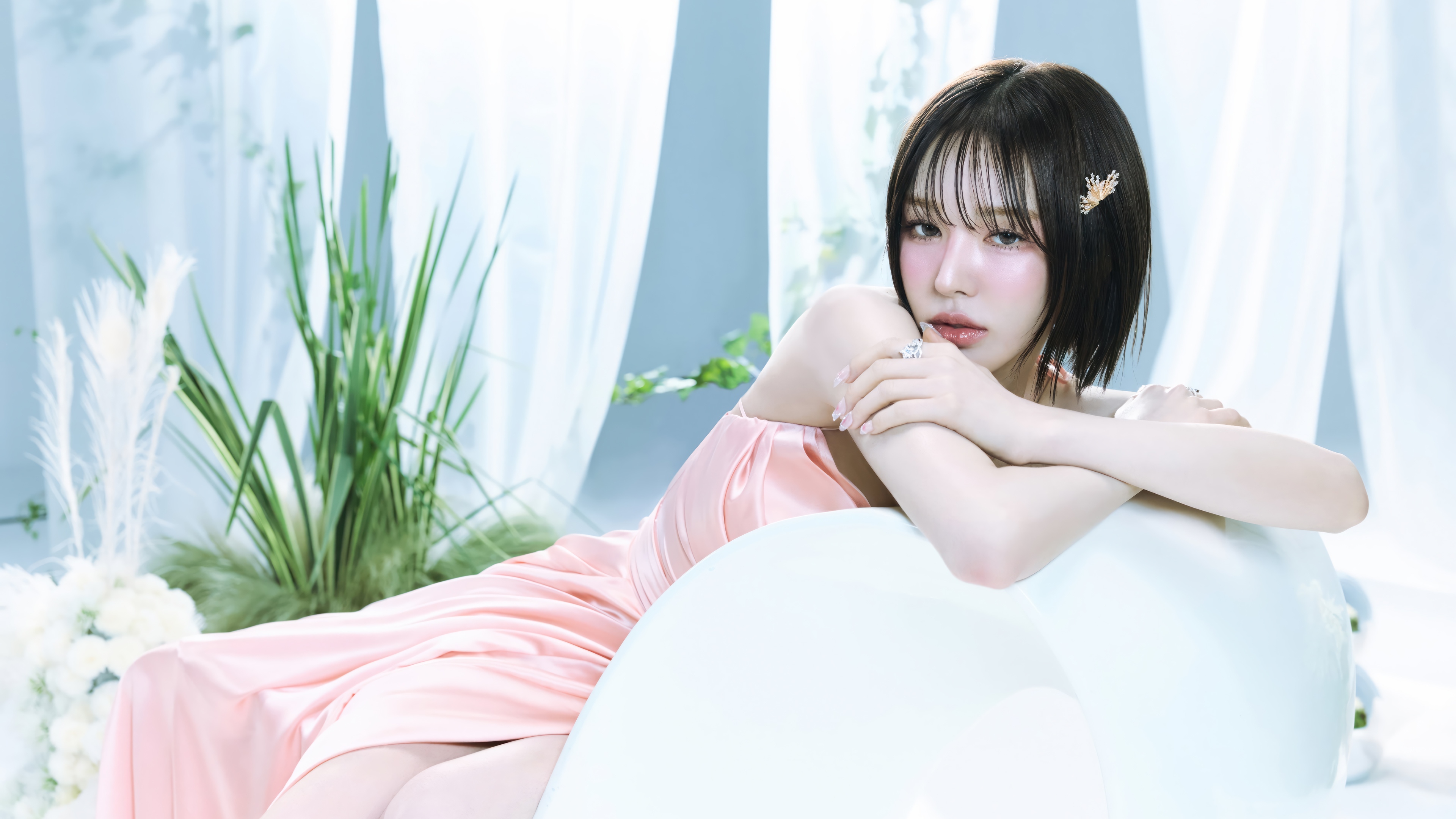 Wendy from Red Velvet in a pink dress HD Wallpaper