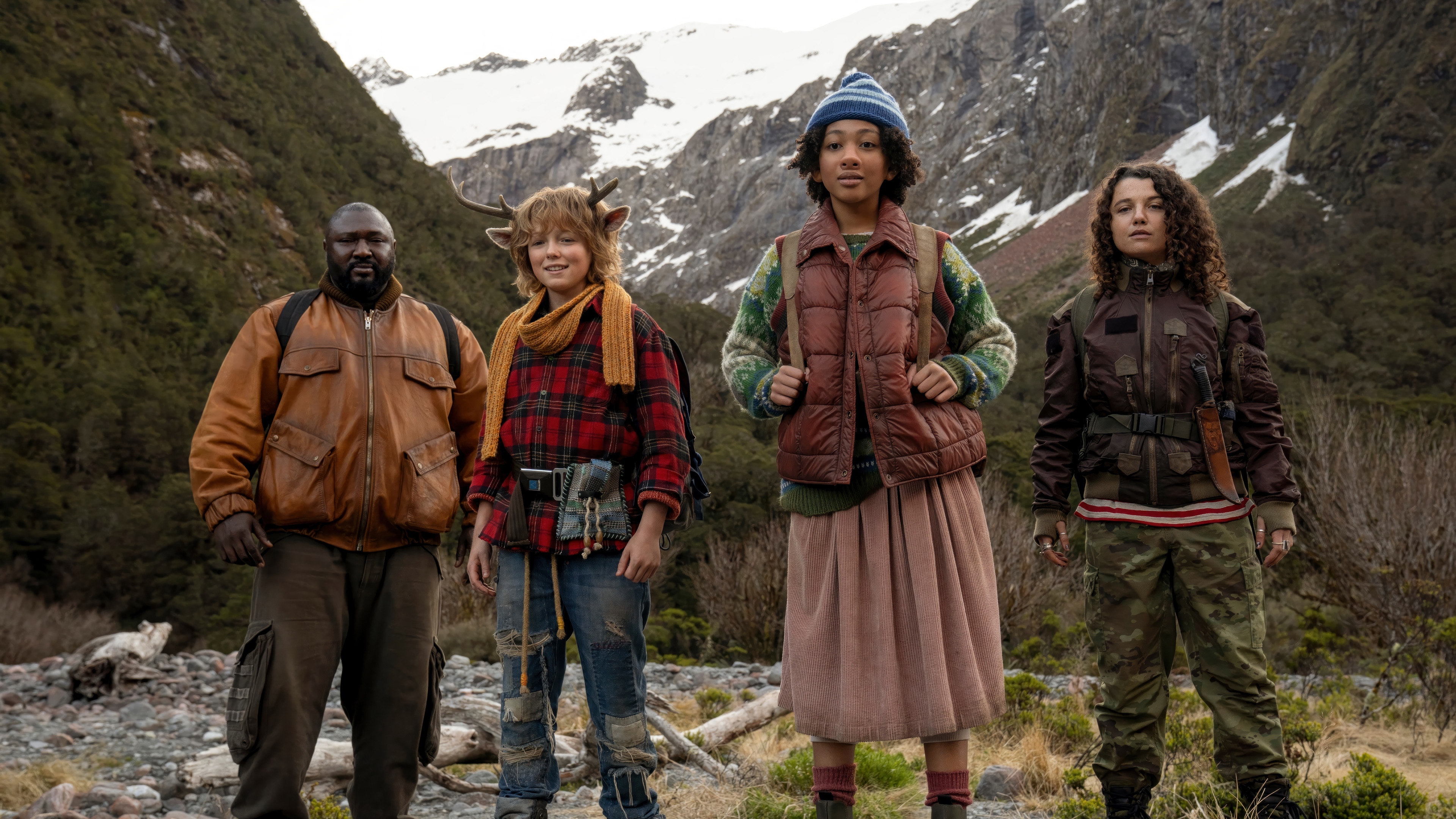 Sweet Tooth: Four characters in a mountain landscape HD Wallpaper