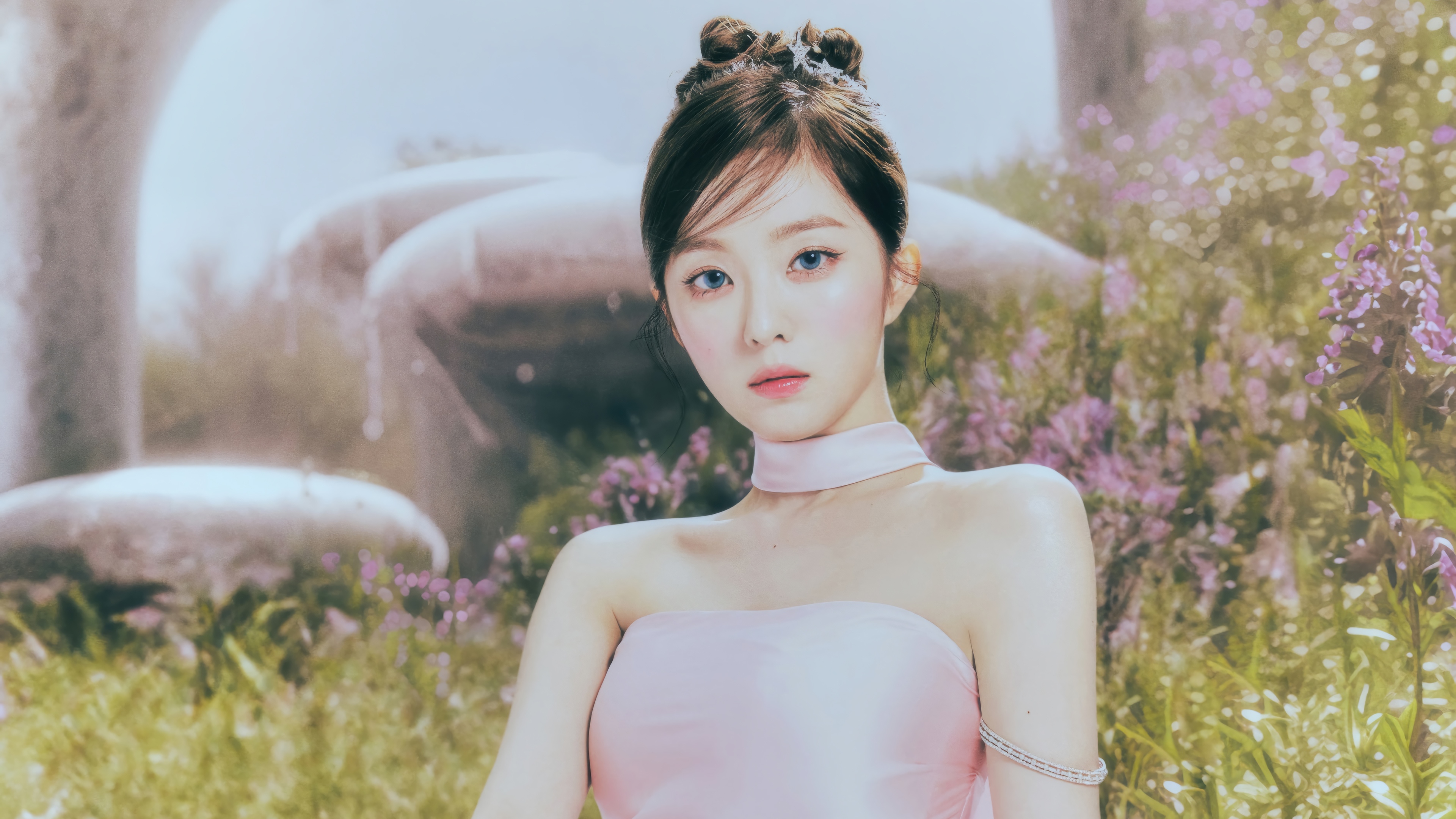 Irene from Red Velvet in a pink dress HD Wallpaper