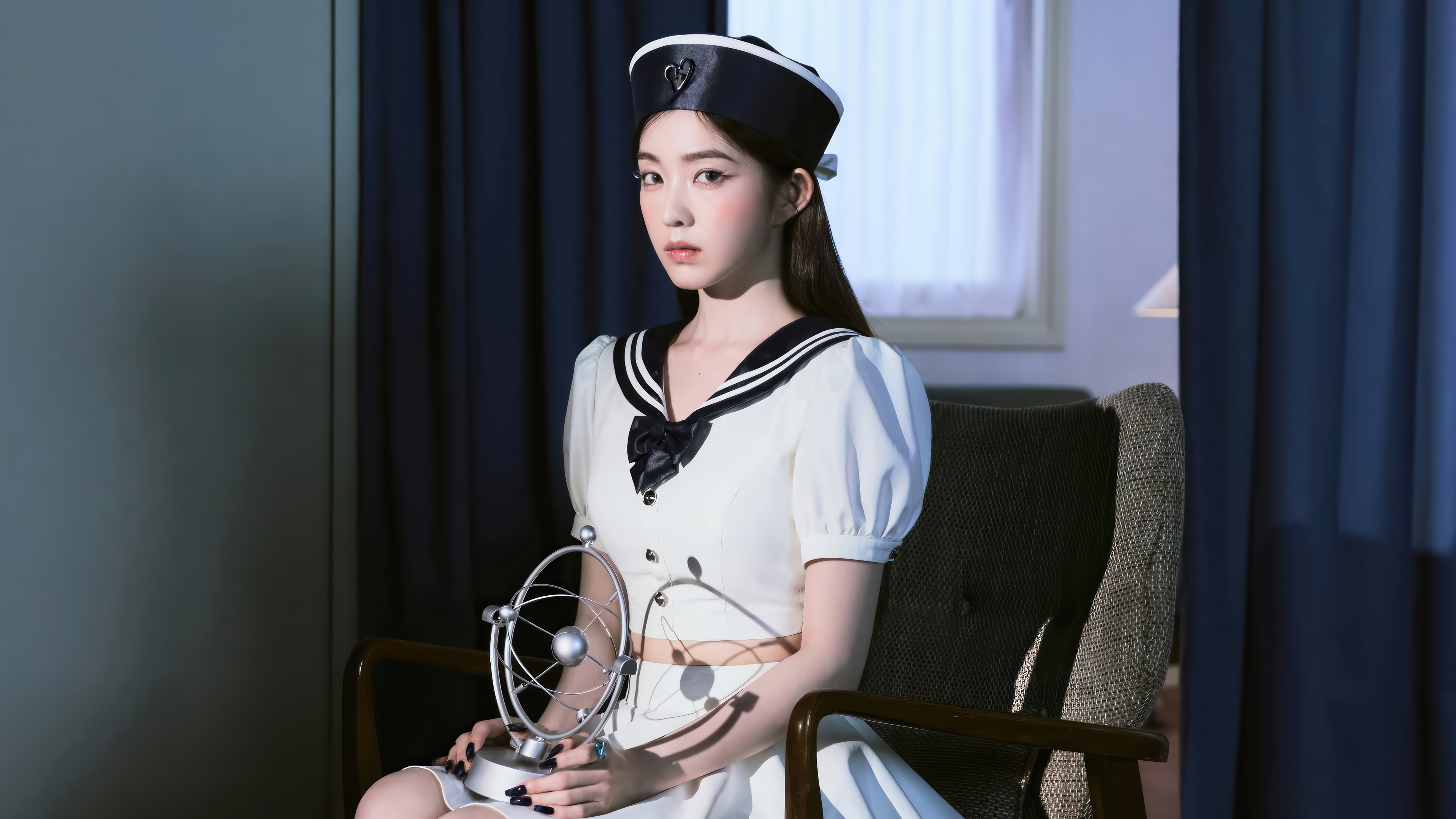 Irene in a sailor outfit holding a decorative fan HD Wallpaper