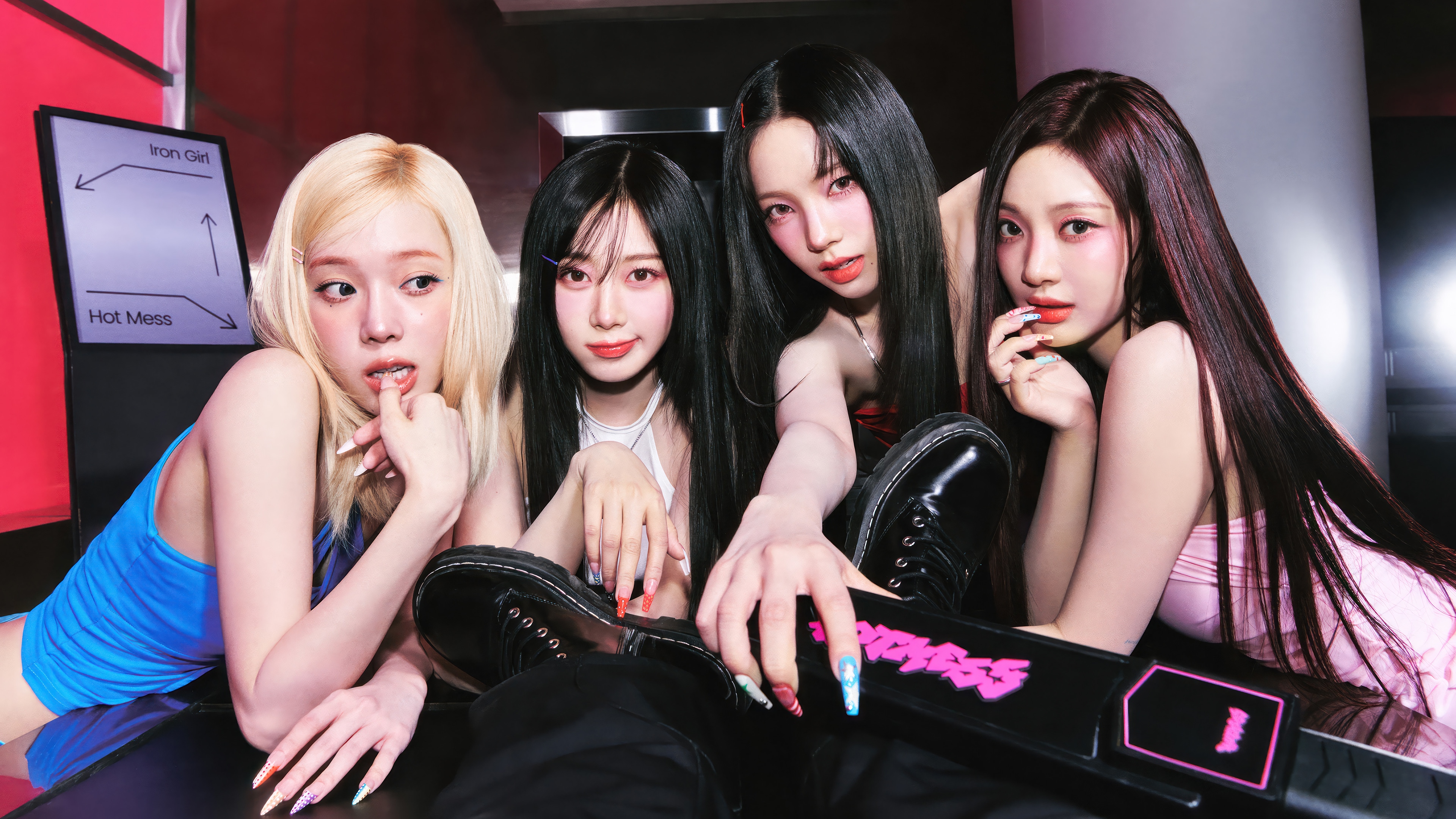 Aespa members posing in a studio setting HD Wallpaper