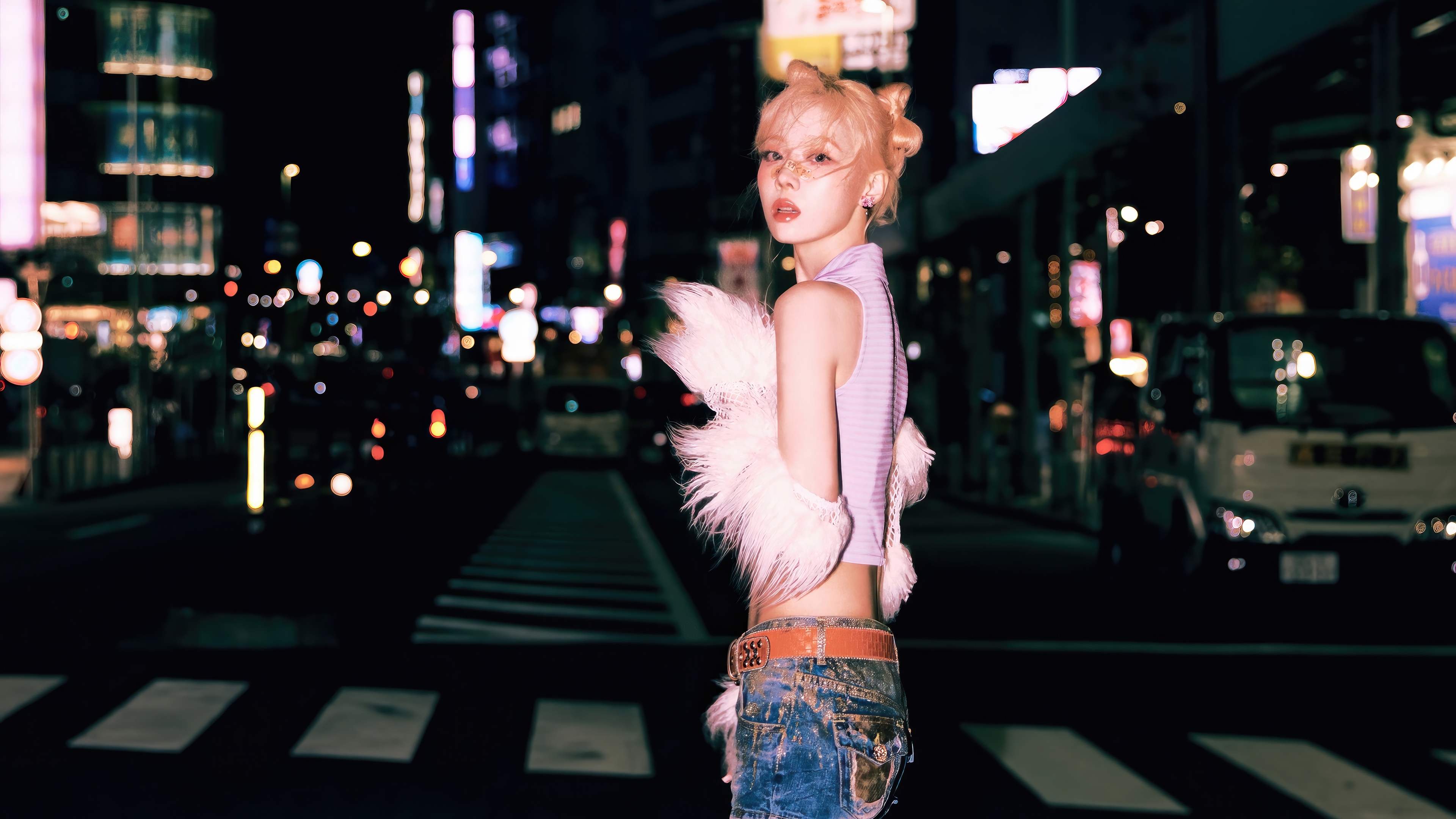 Aespa Winter in a city at night HD Wallpaper