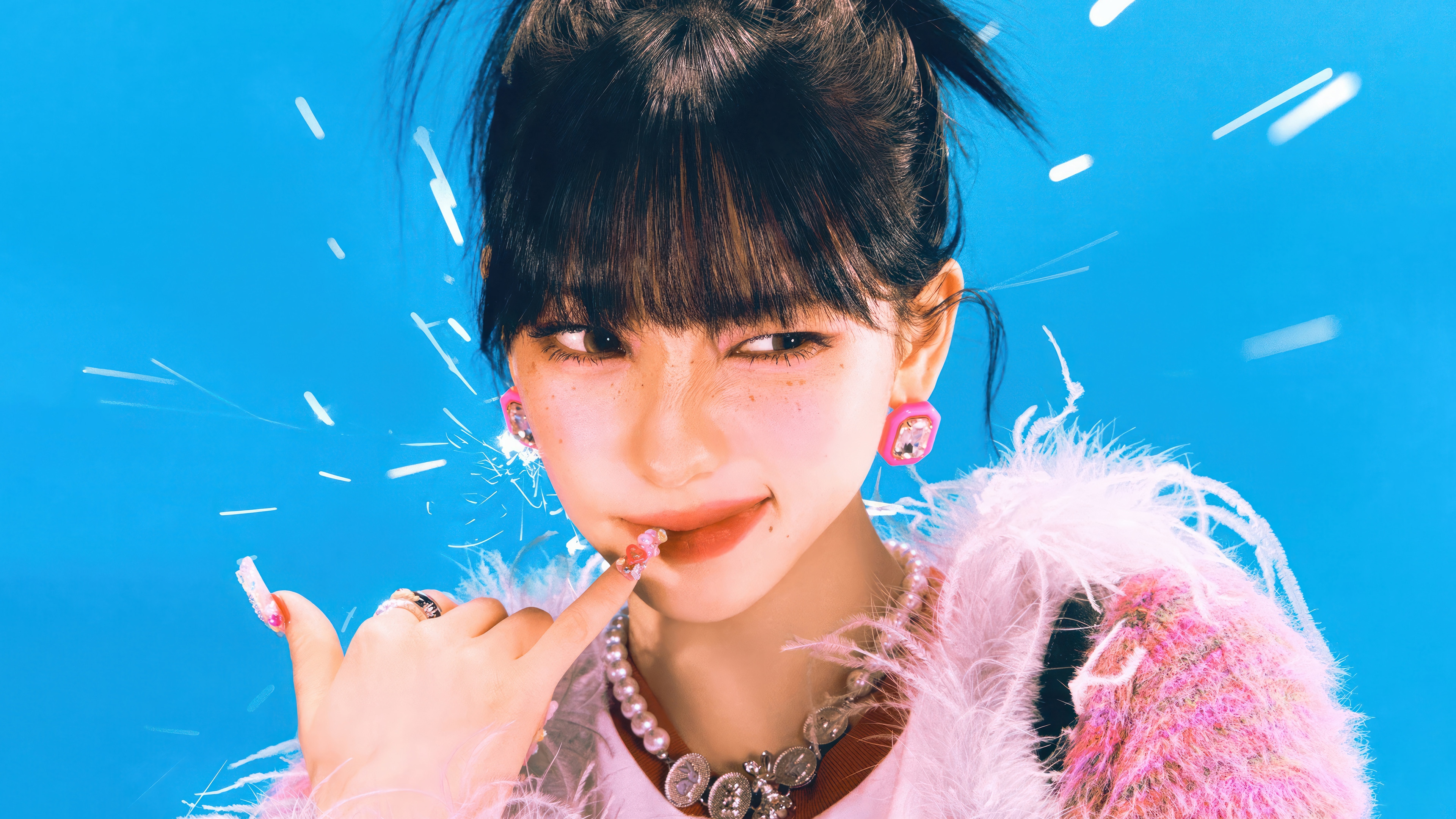 Karina from Aespa with pink accessories HD Wallpaper