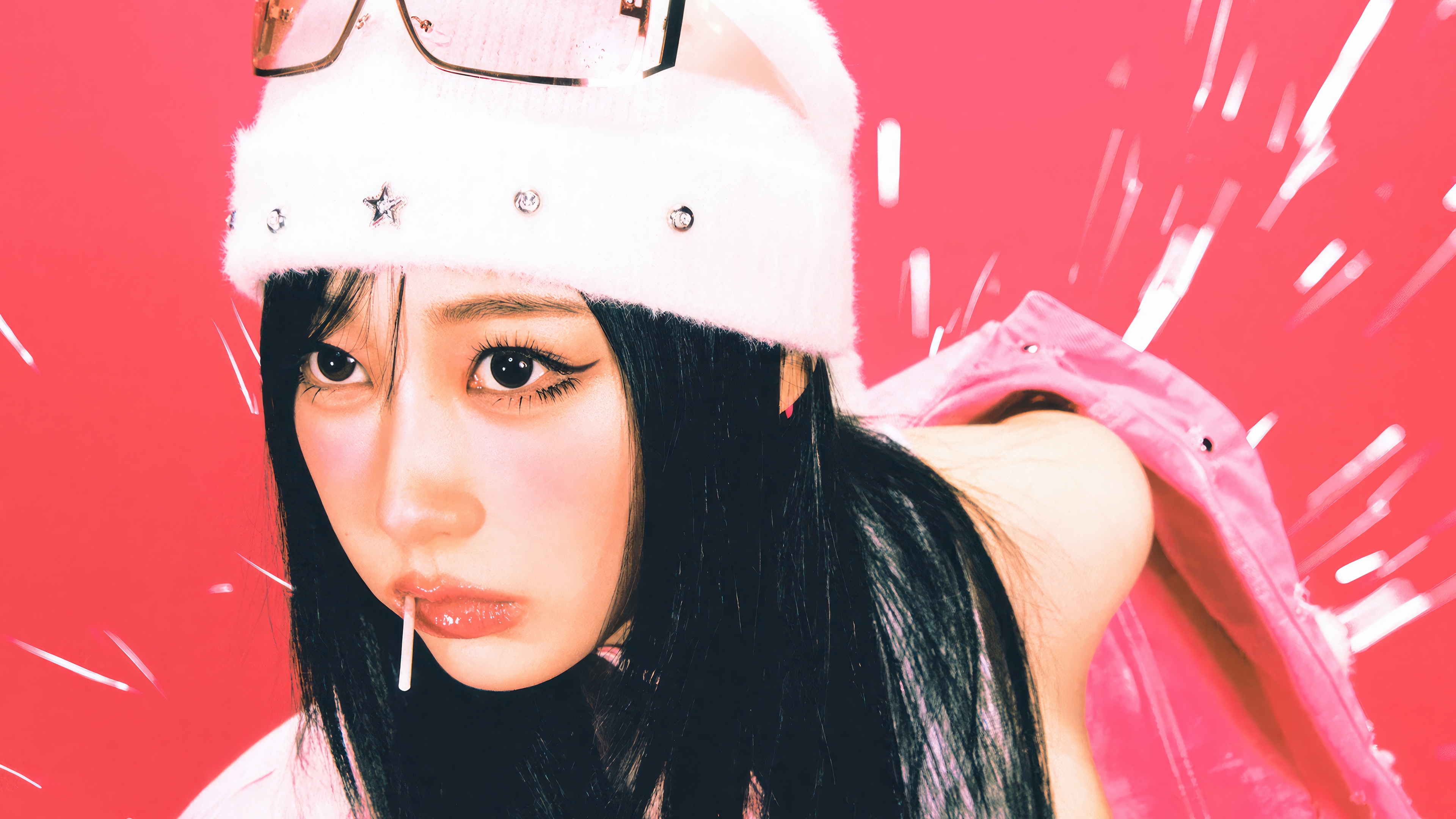 Giselle from Aespa with a lollipop HD Wallpaper