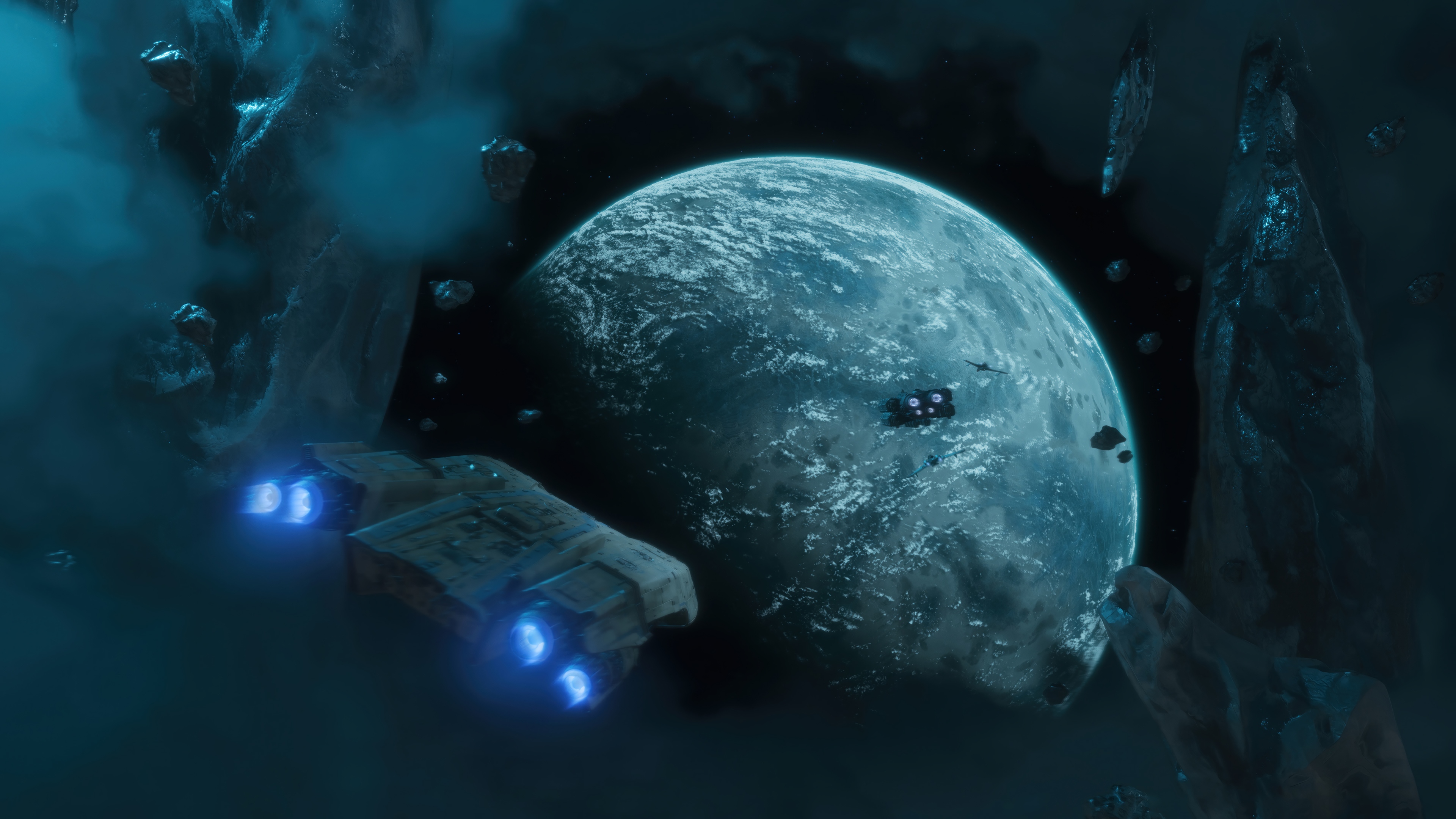 Star Wars Outlaws Planet and Spaceship 4K HD Wallpaper