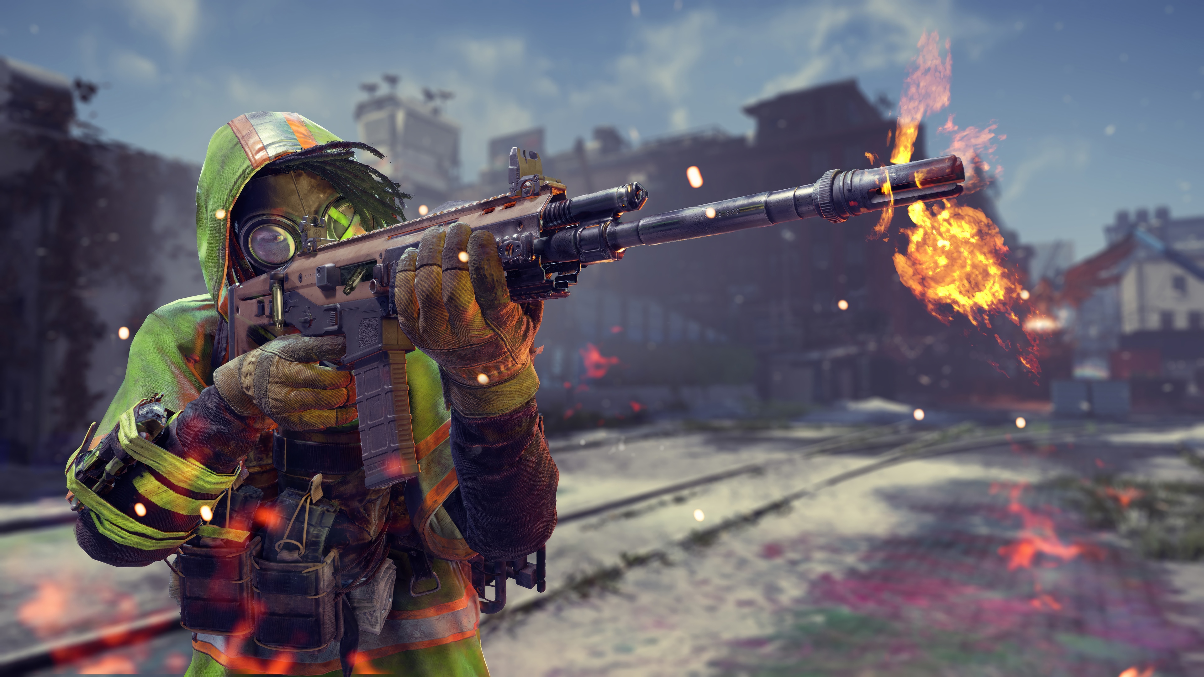 Xdefiant Cleaners character with flaming gun HD Wallpaper