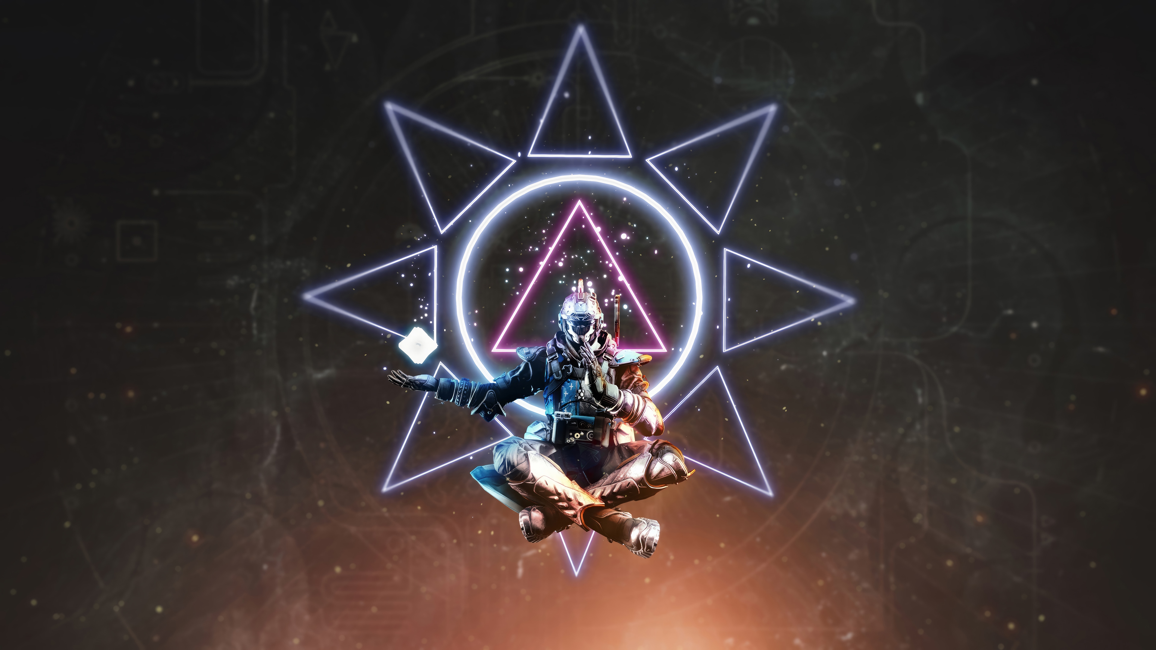 Destiny 2 Guardian meditating with geometric shapes HD Wallpaper